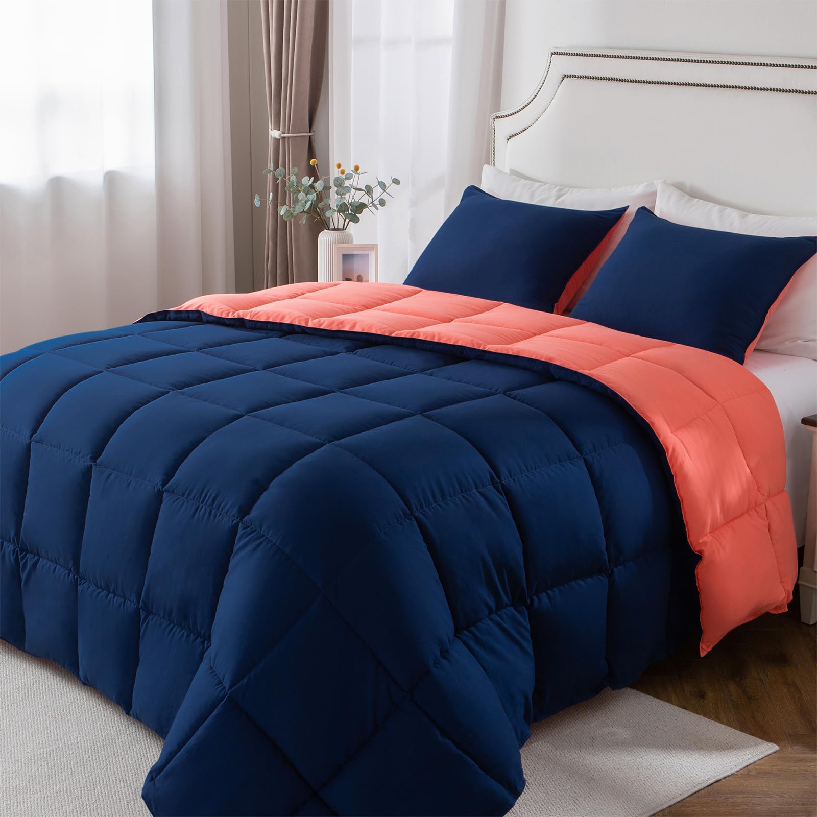 KASENTEX Down Alternative Quilted Comforter Set with Sham(s) - Reversible Ultra Soft Duvet Insert Machine Washable