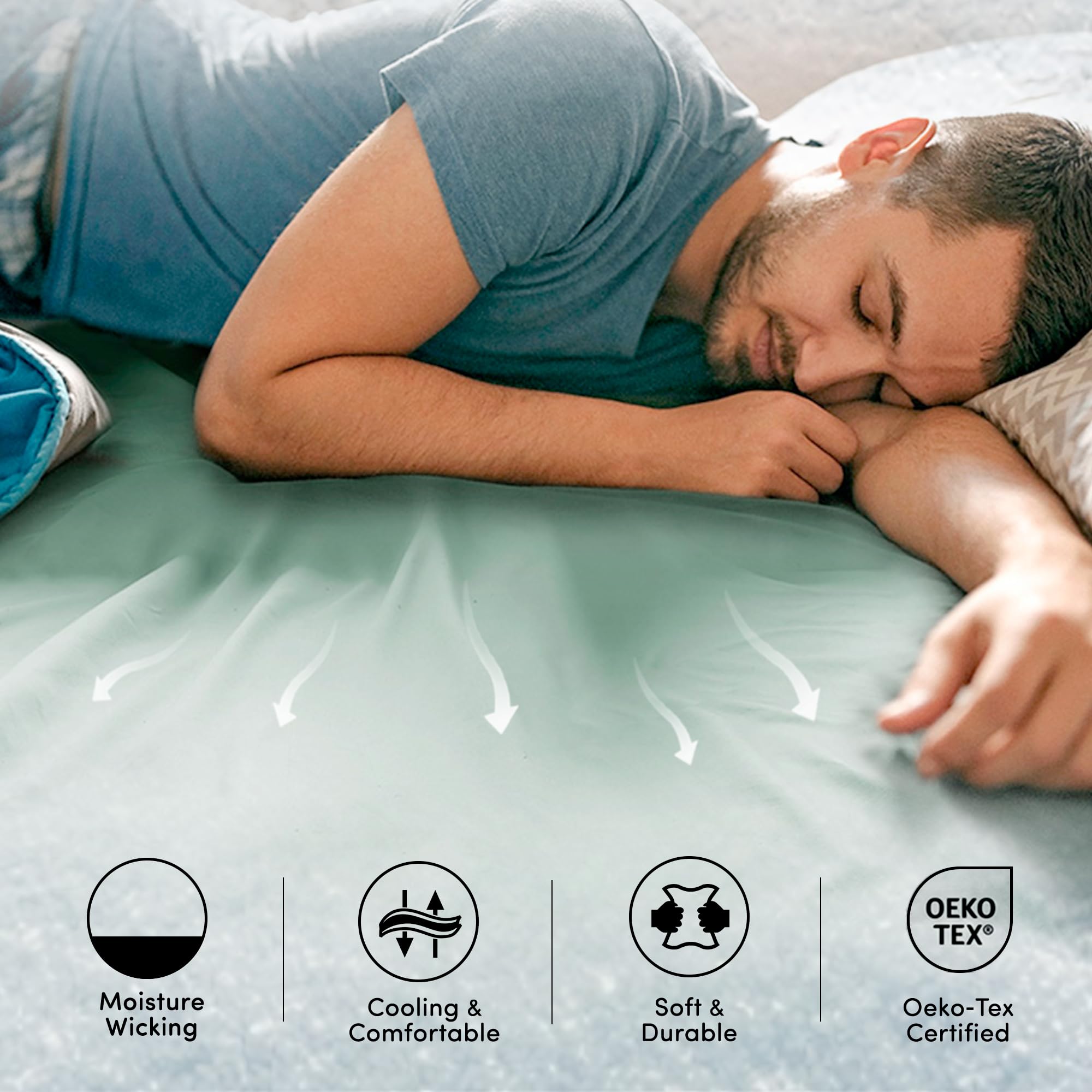 All Around Elastic-Warm Weather for Night Sweats Coolmax Cooling Sheets Moisture Wicking Super Soft