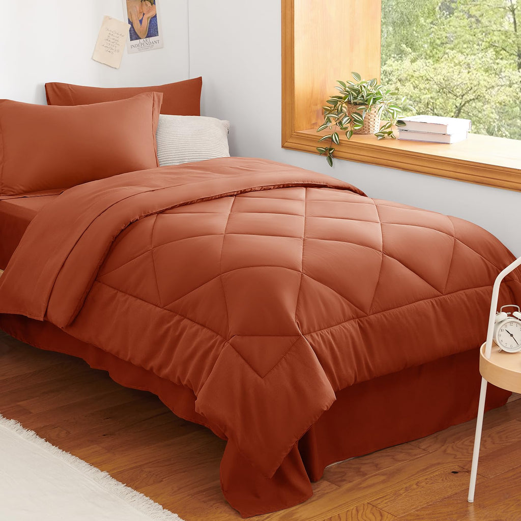 CozyLux Dark Grey Queen 7-Piece Comforter Set
