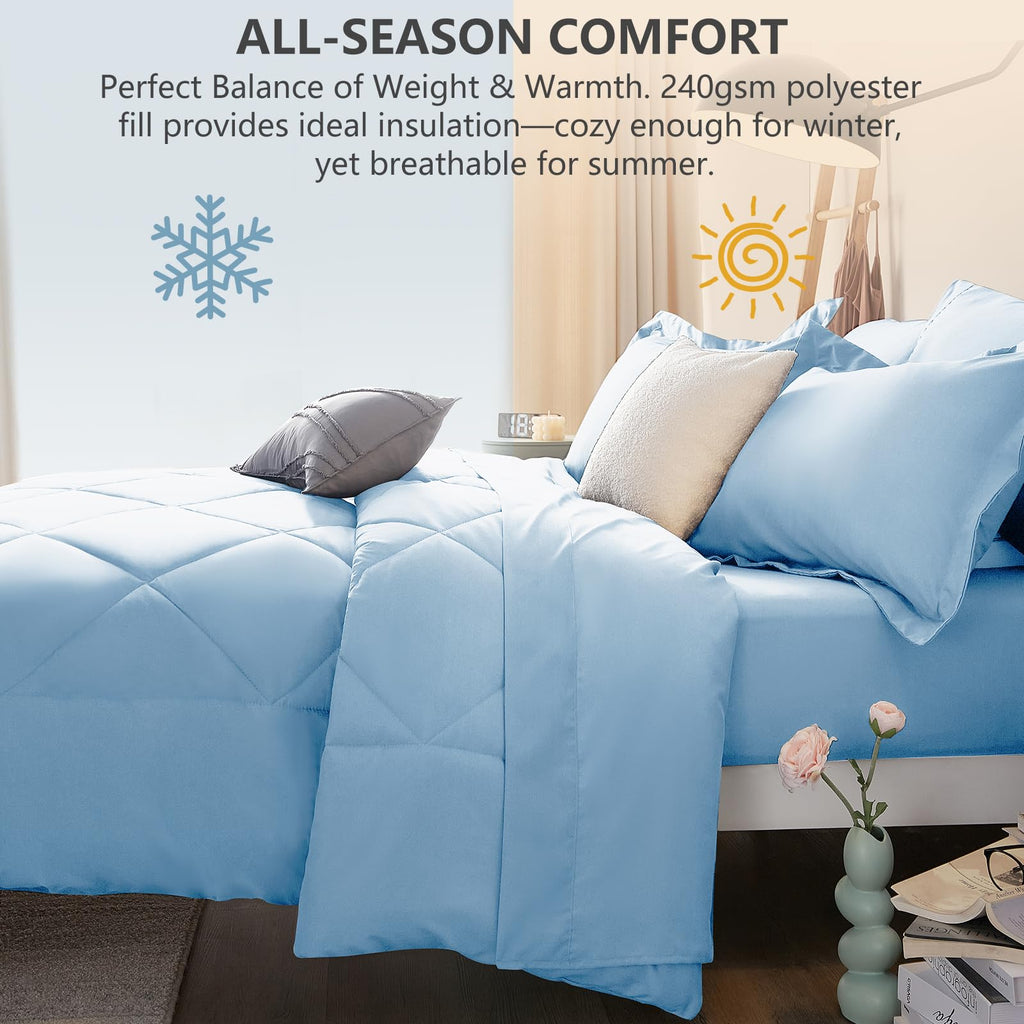 CozyLux Dark Grey Queen 7-Piece Comforter Set