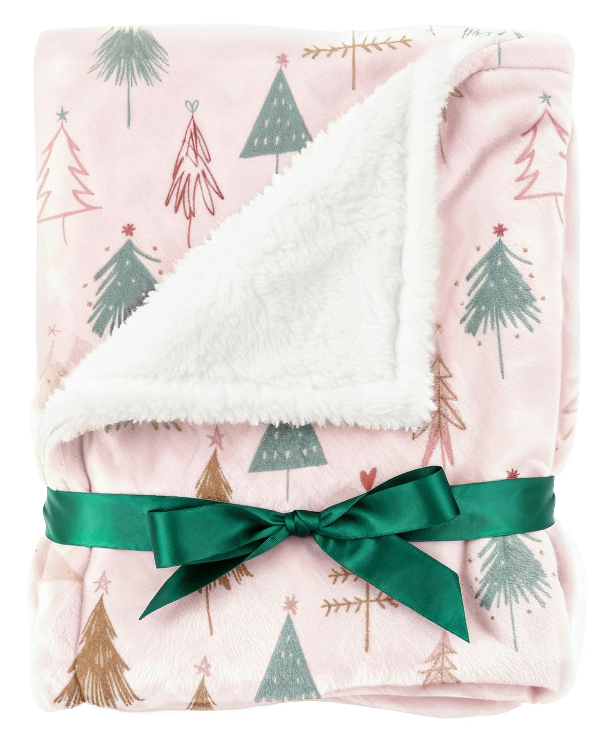 Reversible Christmas Sherpa Fleece Throw Blanket