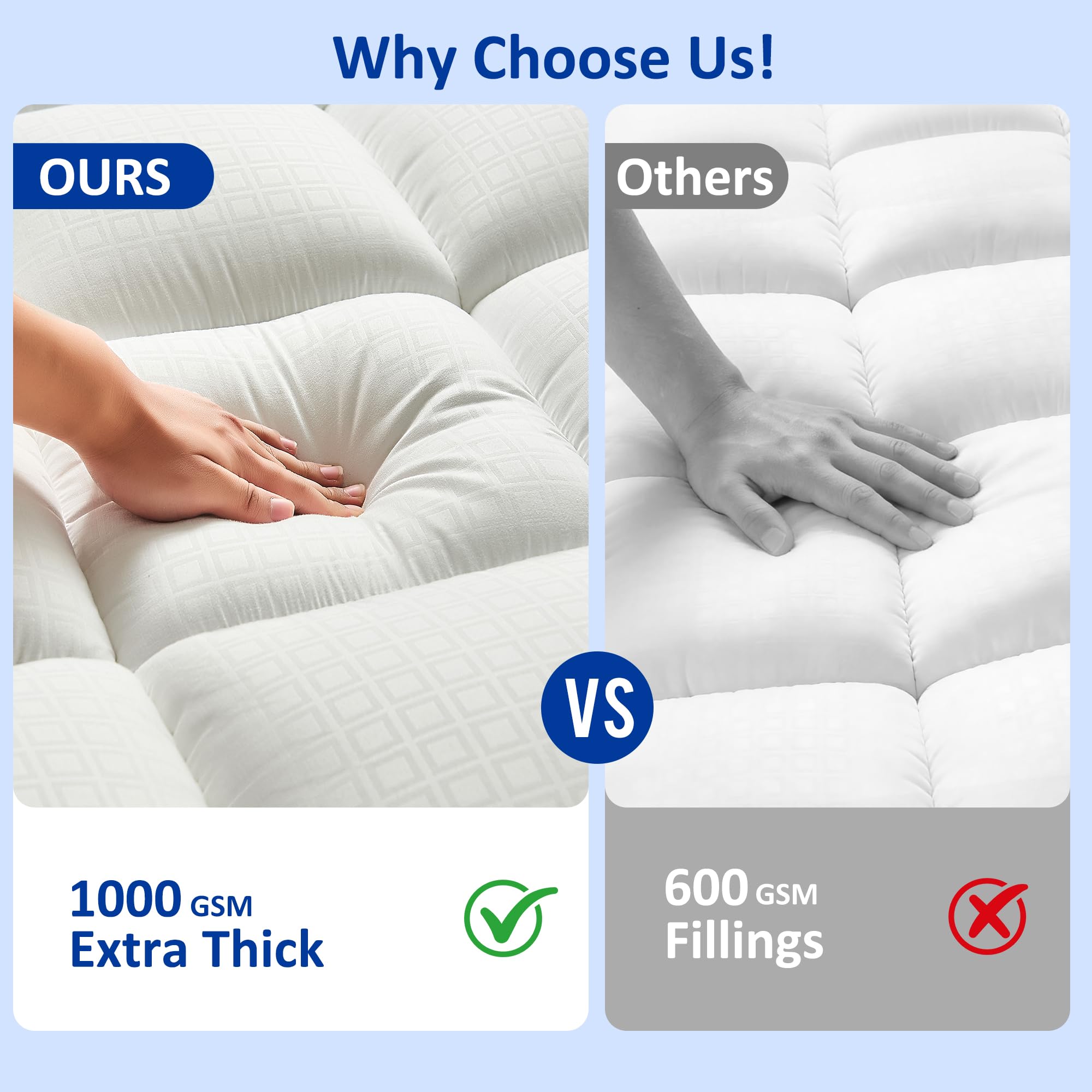SurChic Extra-Thick Cooling Mattress Topper for Back Pain