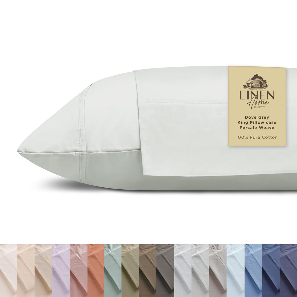 100% Cotton Percale Pillowcases,2 Pieces of Pillow Case, Crisp and Cool Strong Bed Linen