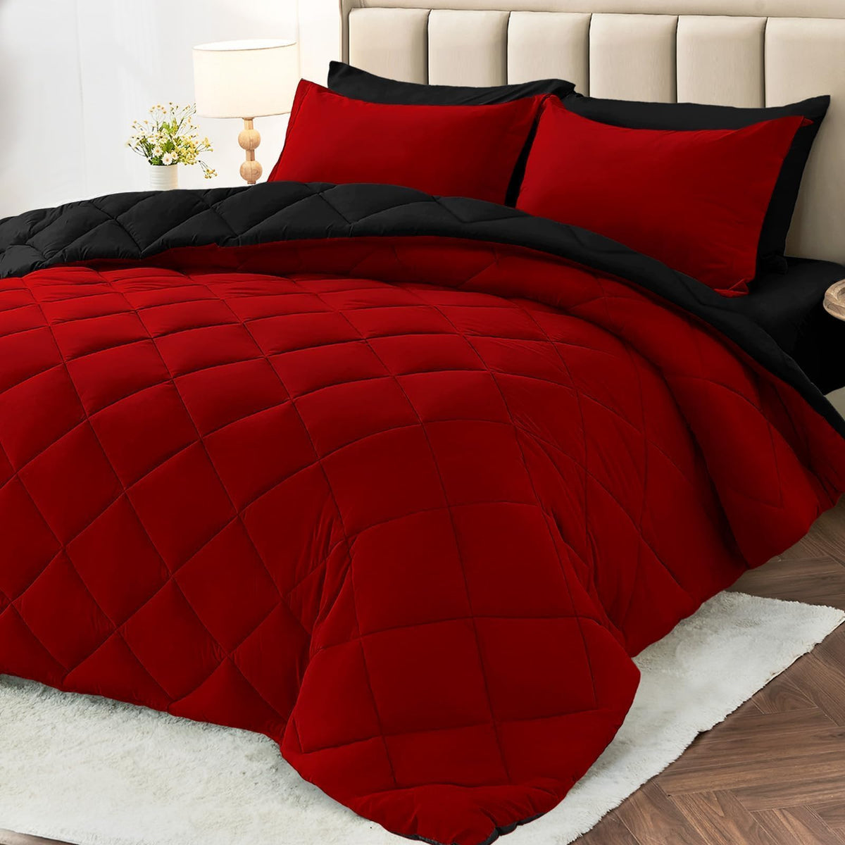 MUXHOMO Reversible 7-Piece All-Season Comforter Set