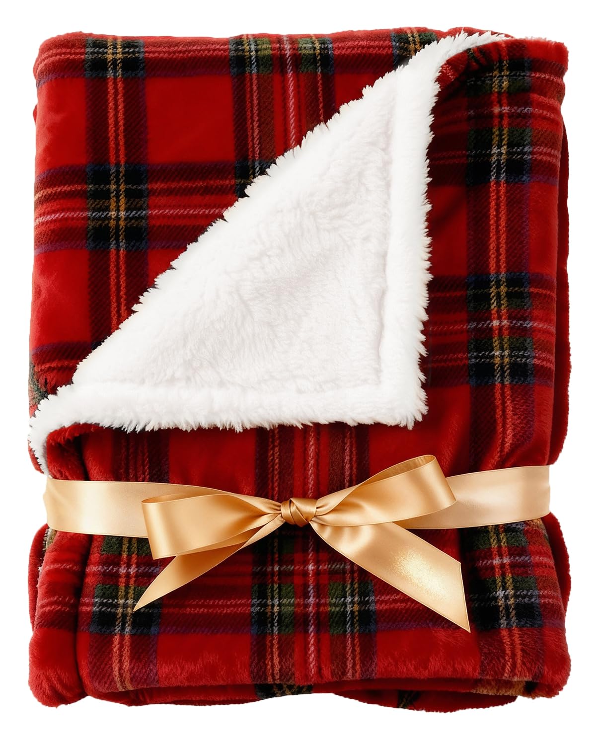 Reversible Christmas Sherpa Fleece Throw Blanket
