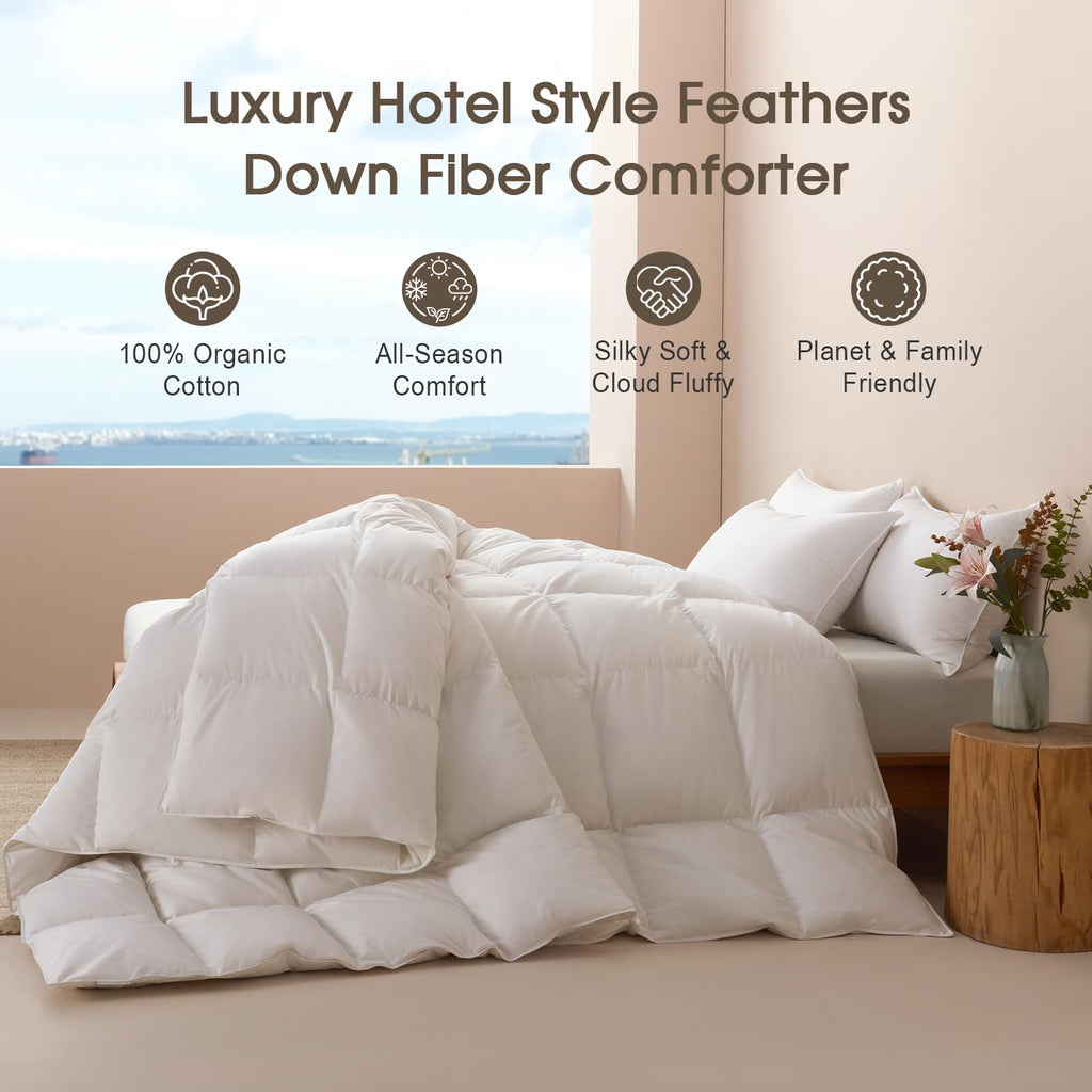 Cobnom Organic Cotton Feather & Down Fibers Comforter