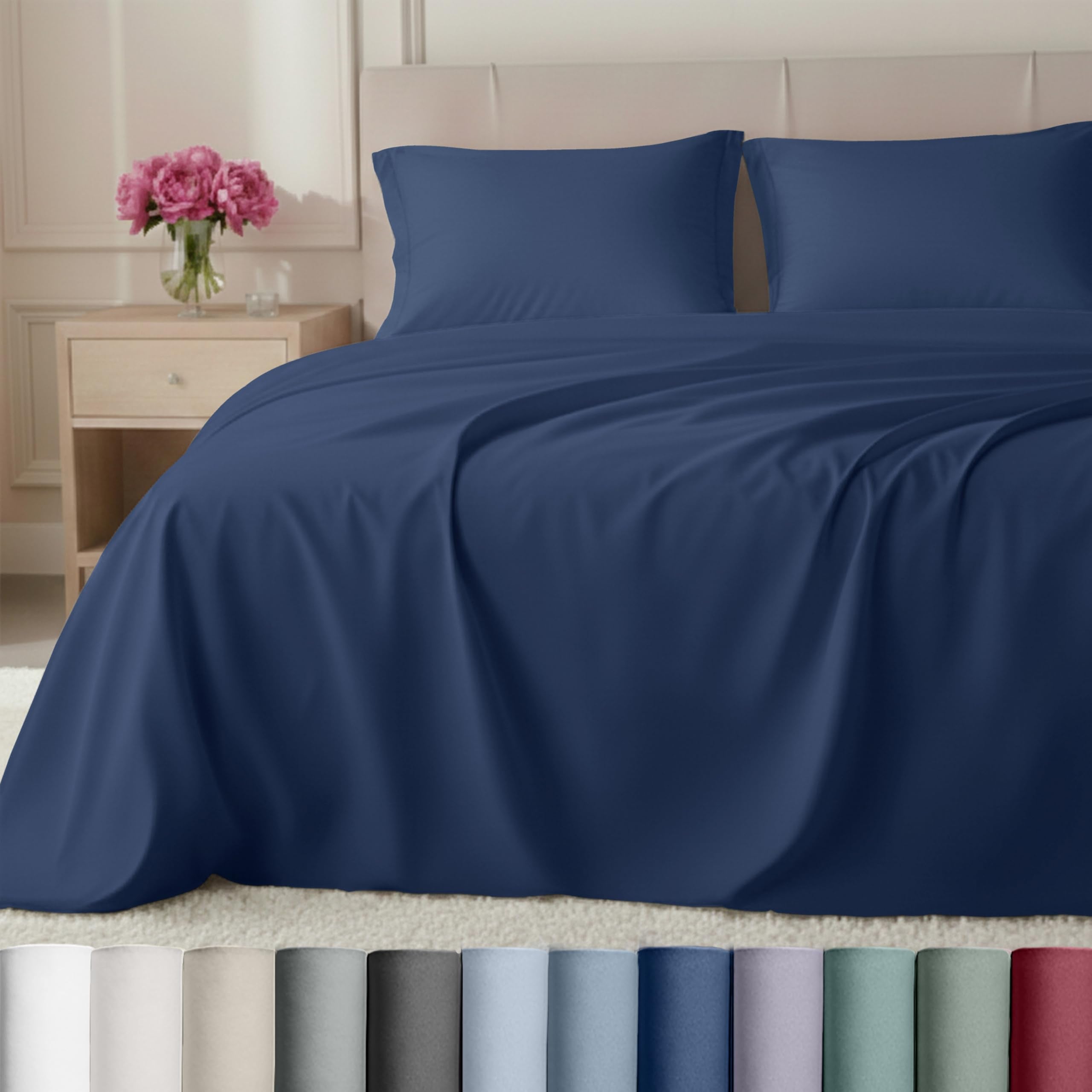 California Design Den Luxury Bed Sheets, Buttery Soft 800 Thread Count, 100% Cotton Sheets, Sateen with Deep Pocket Fitted Sheet