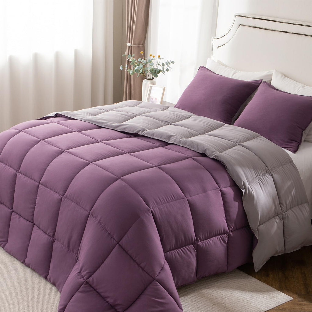 KASENTEX Down Alternative Quilted Comforter Set with Sham(s) - Reversible Ultra Soft Duvet Insert Machine Washable