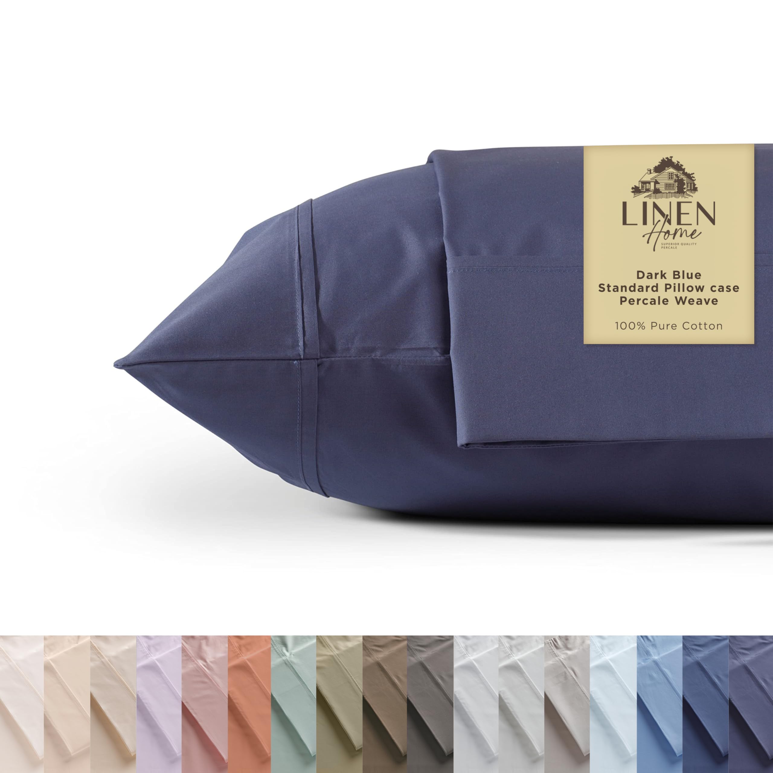 100% Cotton Percale Pillowcases,2 Pieces of Pillow Case, Crisp and Cool Strong Bed Linen