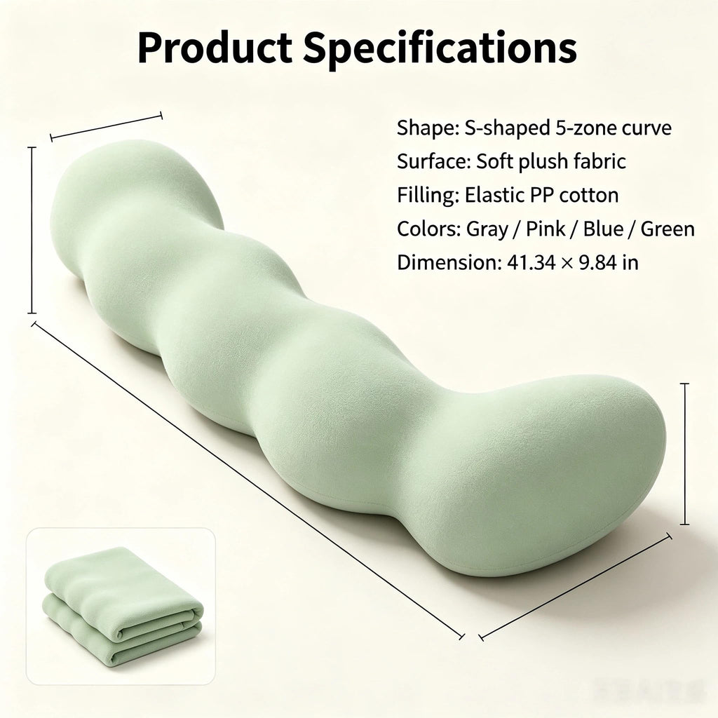 S-Shaped Cooling Body Pillow for Side Sleepers with Full Support