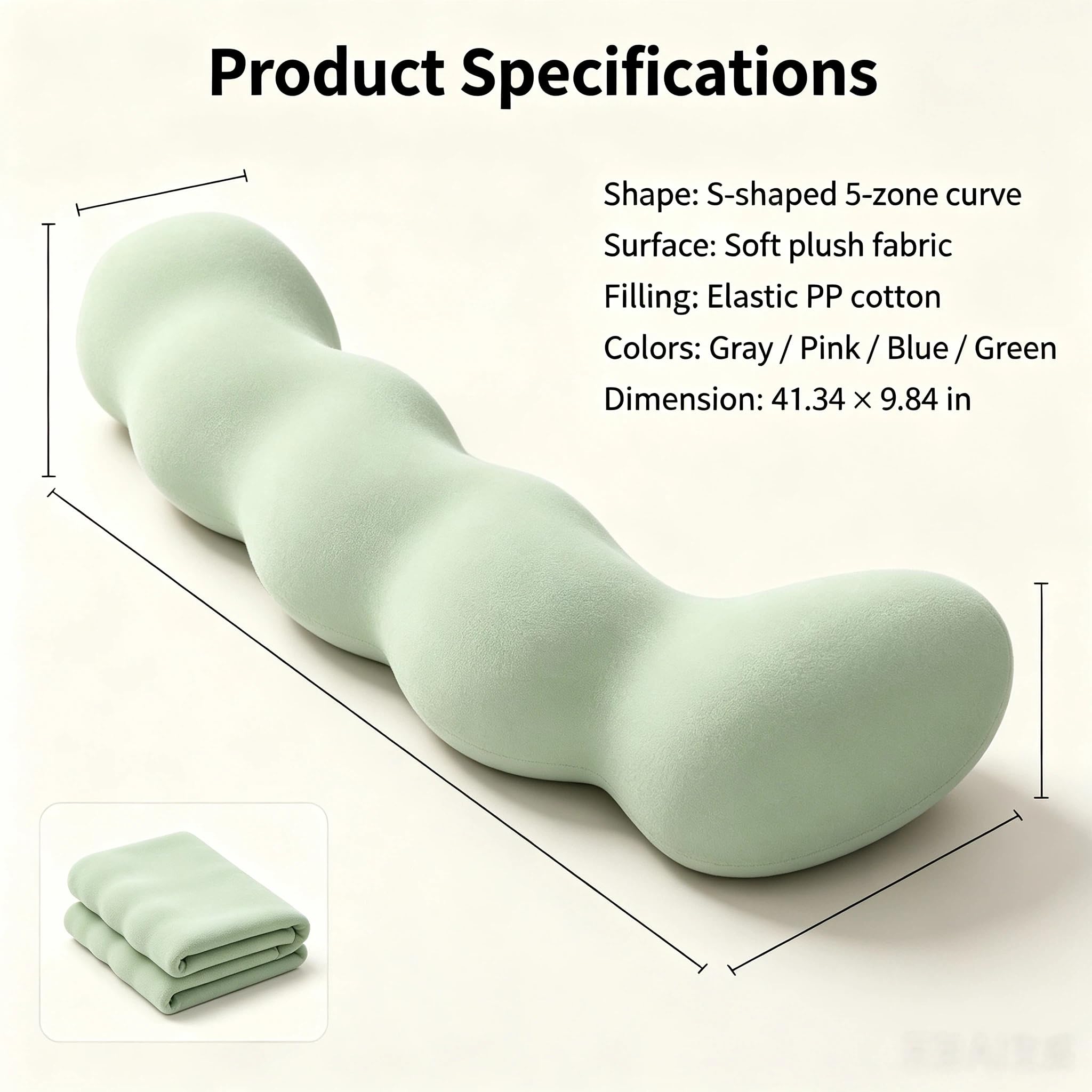 S-Shaped Cooling Body Pillow for Side Sleepers with Full Support
