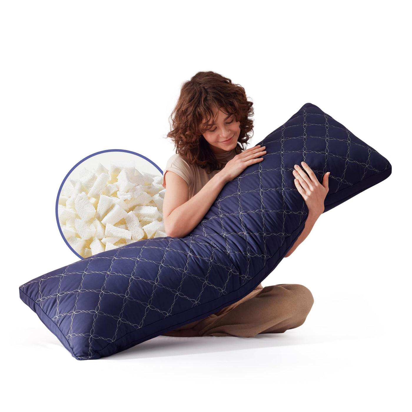 S-Shaped Cooling Body Pillow for Side-Sleeper Support