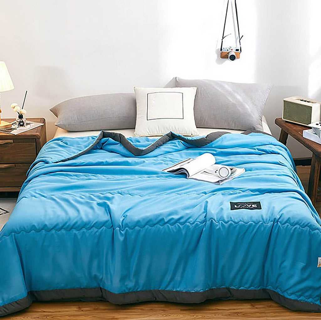 Blue All-Season Cooling Microfiber Weighted Blanket