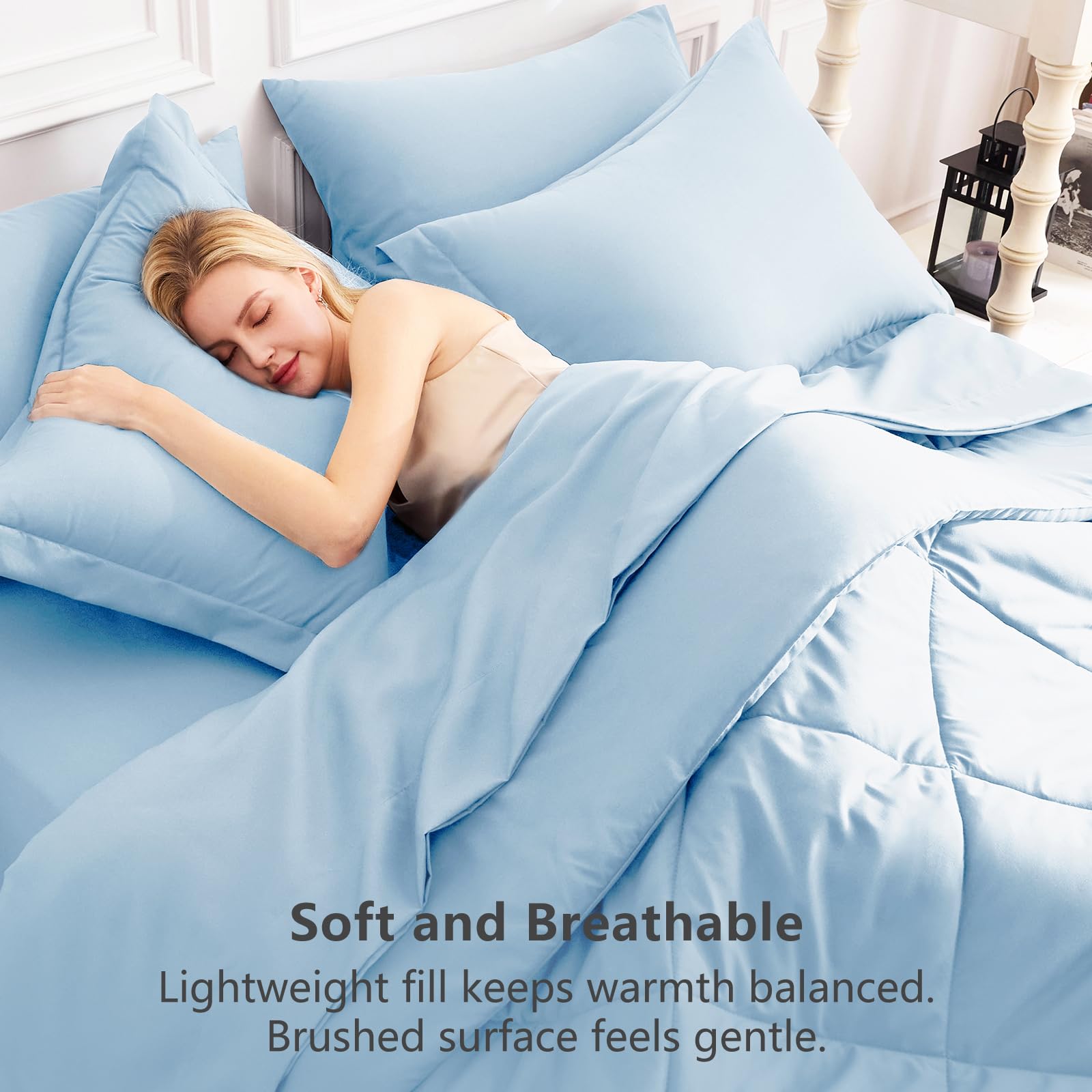 CozyLux Dark Grey Queen 7-Piece Comforter Set