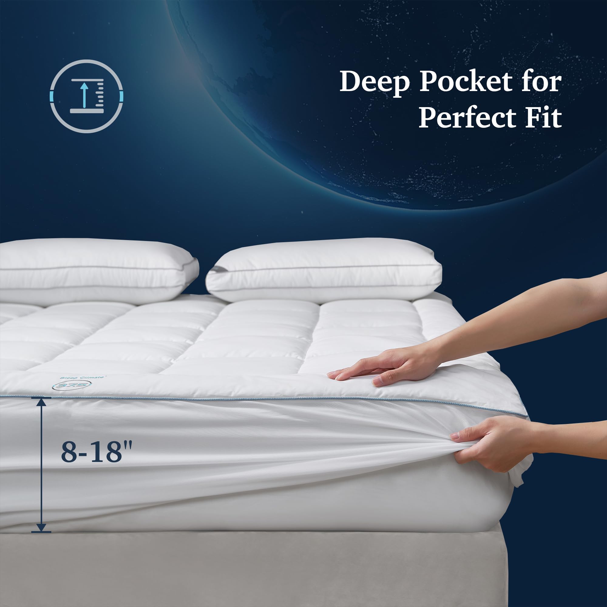 Sleep Climate Temperature Regulating Pillow Top Mattress Topper