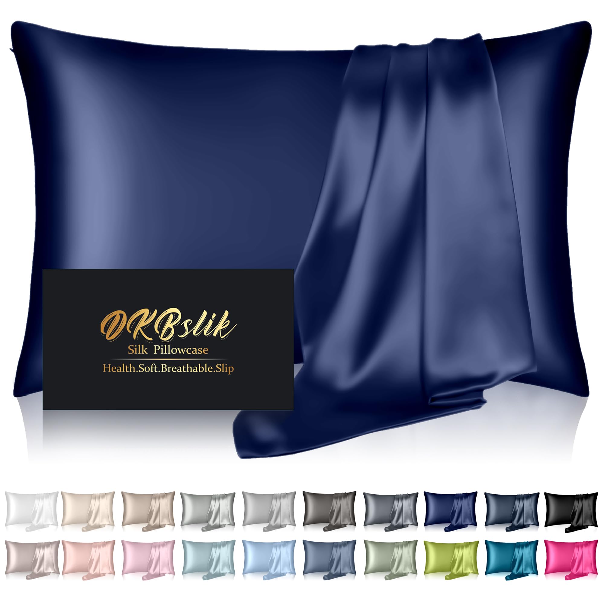 Mulberry Silk Pillowcase for Hair and Skin, Health Soft Anti Acne Cooling Beauty Sleep Natural Silk Satin Pillow Case with Hidden Zipper for Gift