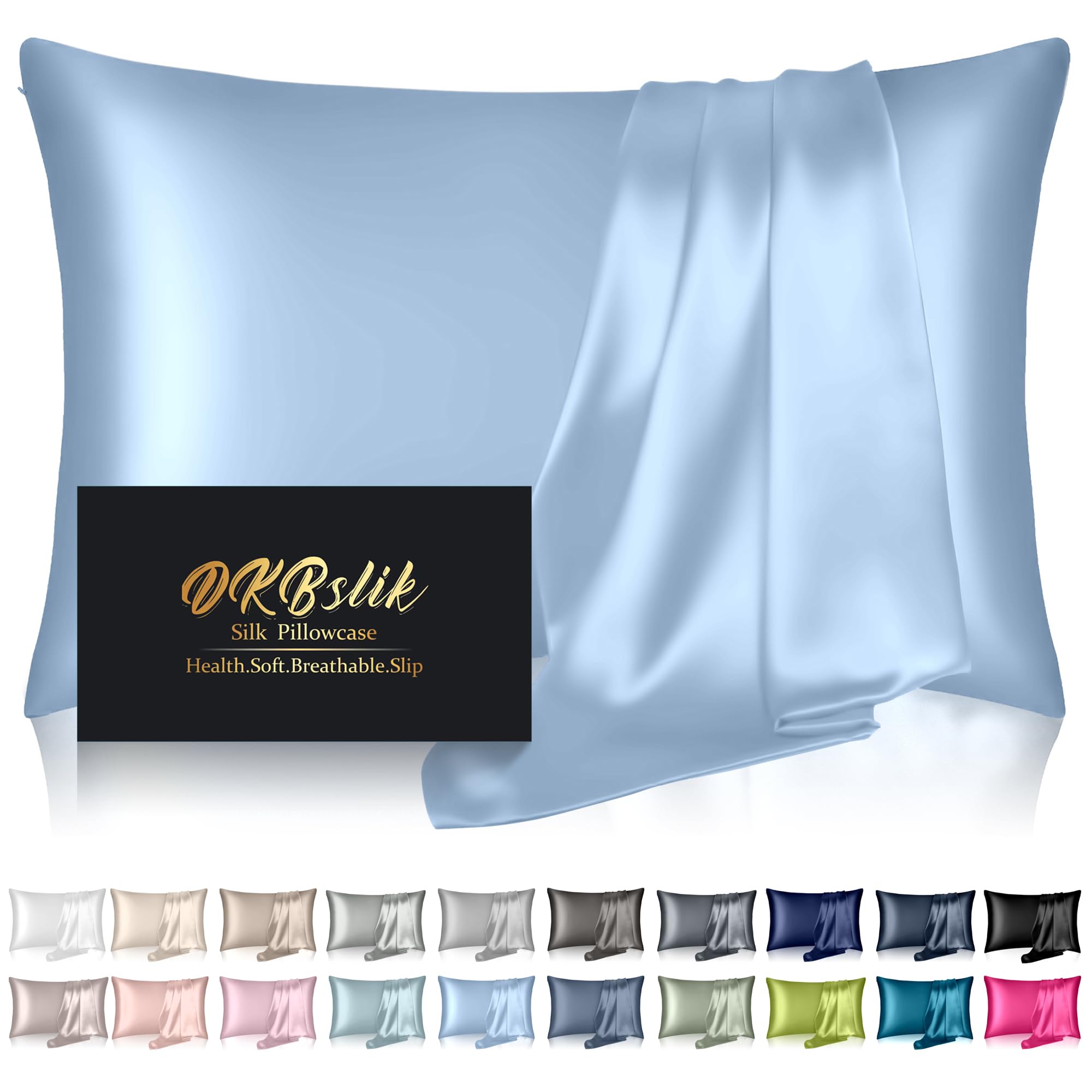 Mulberry Silk Pillowcase for Hair and Skin, Health Soft Anti Acne Cooling Beauty Sleep Natural Silk Satin Pillow Case with Hidden Zipper for Gift