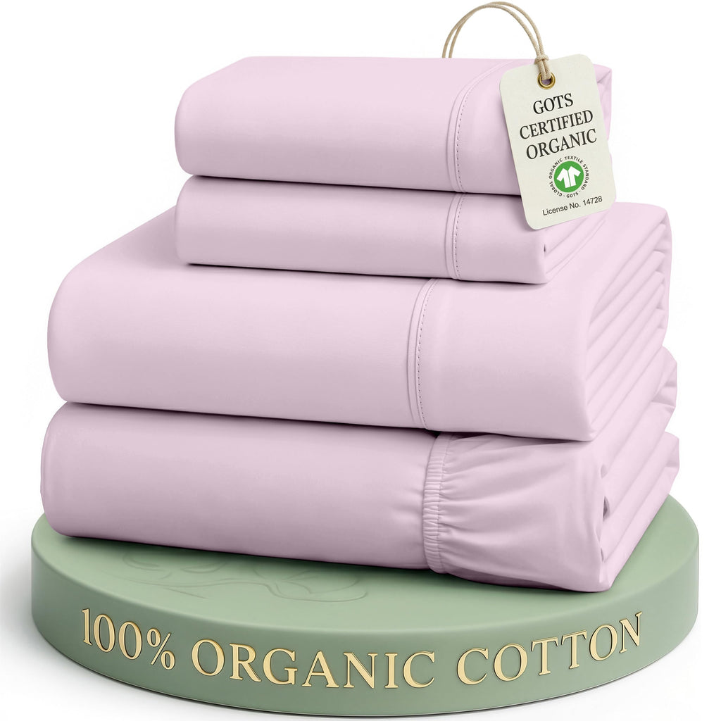 Lane Linen 100% Organic Cotton Sheet Set, Soft Cooling Bed Sheets, Hotel Quality Bed Sheet Set, Breatheble Sheet Set Deep Pocket Upto 15"