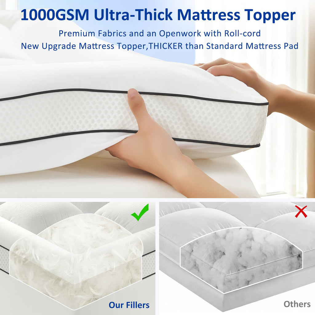 SurChic Extra-Thick Cooling Mattress Topper for Back Pain