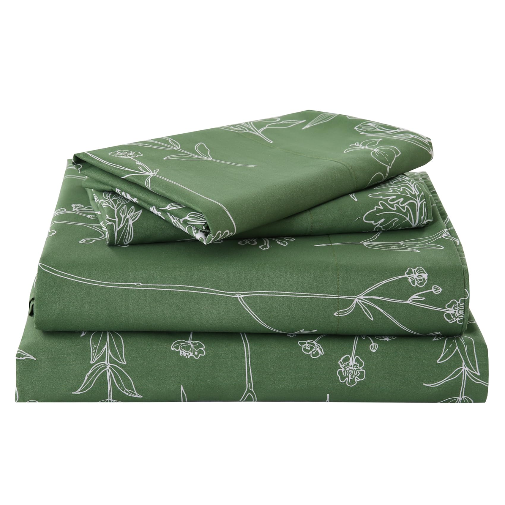 Yibeizi Floral Printed Sheet Set, Boho Pattern Bed Sheets Cooling Bedding Sheets & Pillowcases Soft Microfiber 15" Extra Deep Pocket Fitted Bedsheet 4 Piece