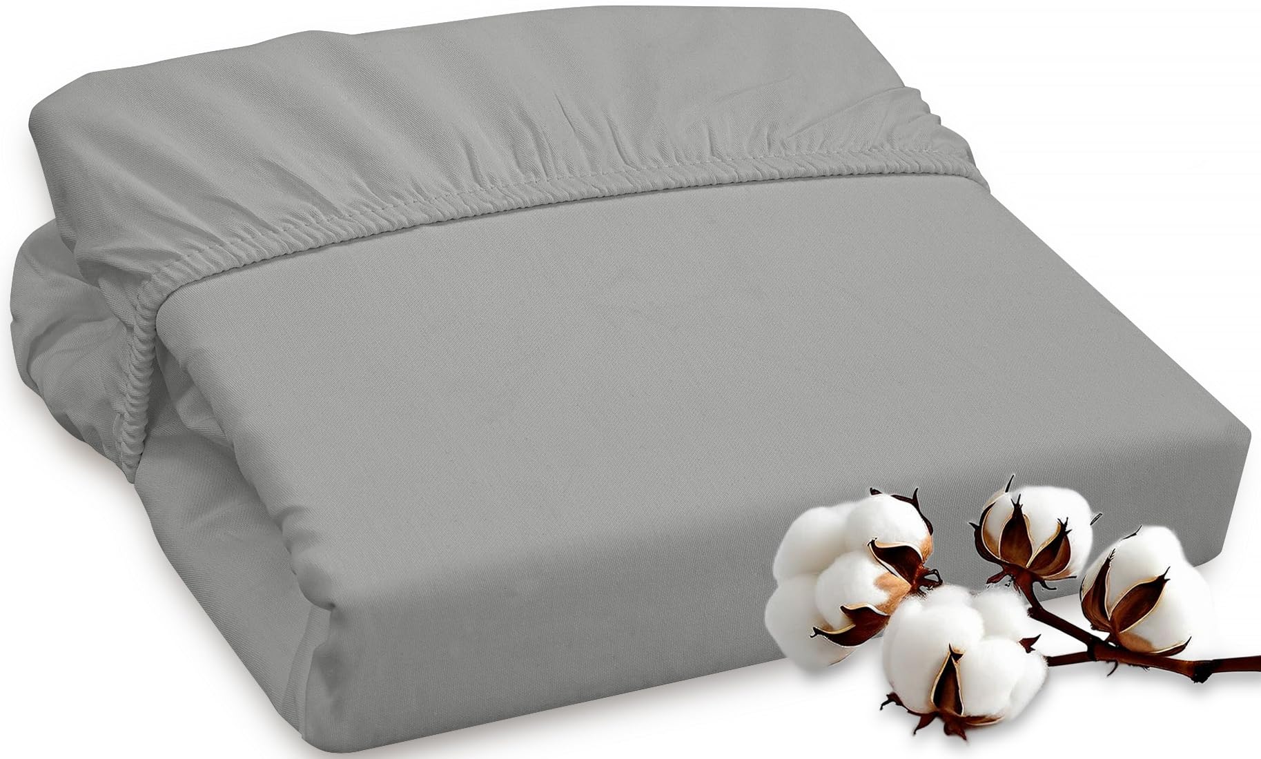 ROYALE LINENS 300 Thread Count 100% Long Staple Combed Cotton Fitted Sheet - Super Soft Deep Pocket Bottom Sheet - Fitted Sheet - Fitted Sheet Only - Elastic Sheet
