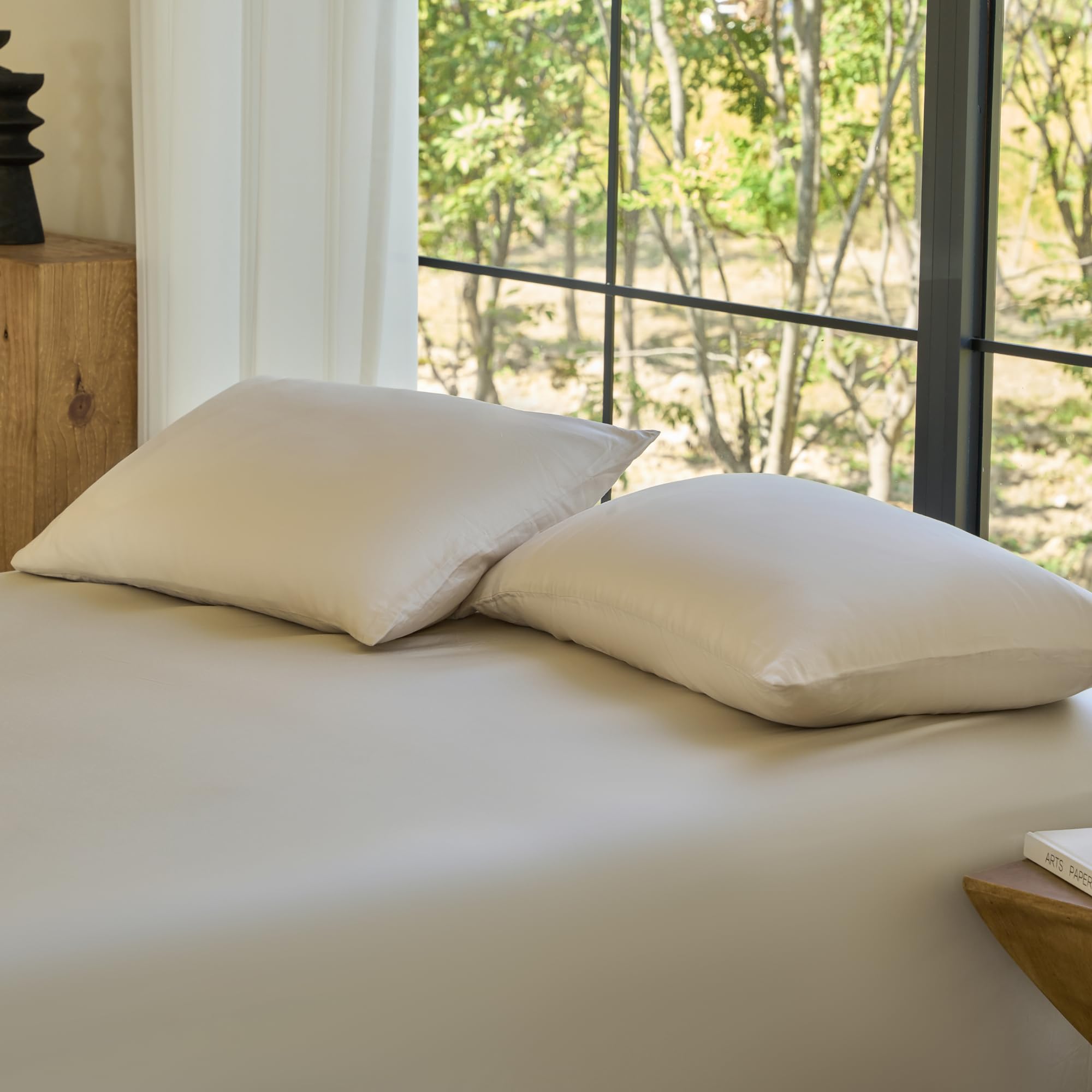 DOZ Pillowcase Set, 100% Viscose derived from Bamboo, Organically Grown, Buttery Soft, Silky, Breathable, Cooling, Oeko-TEX, High GSM, 2-Pack, Envelope Closure
