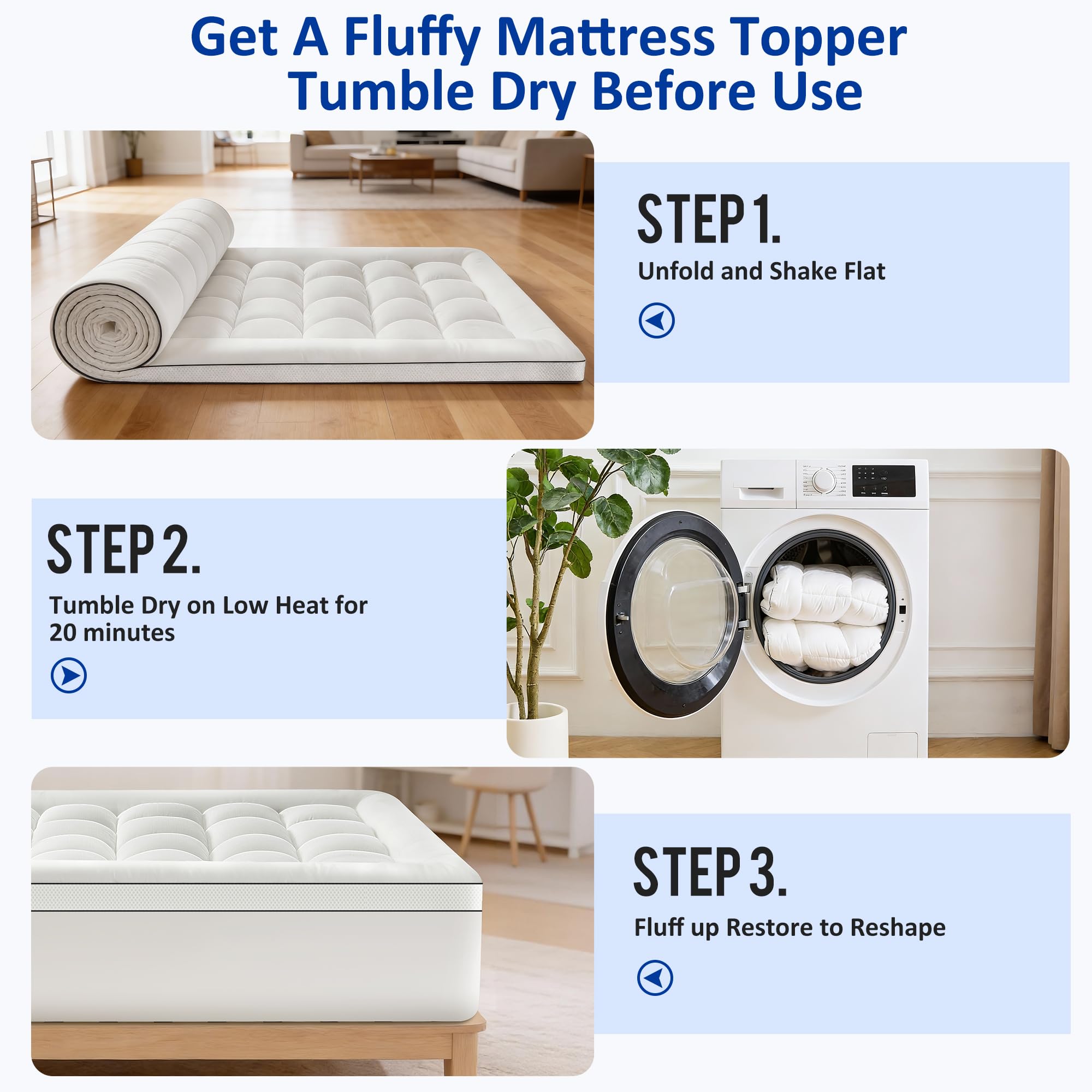 SurChic Extra-Thick Cooling Mattress Topper for Back Pain
