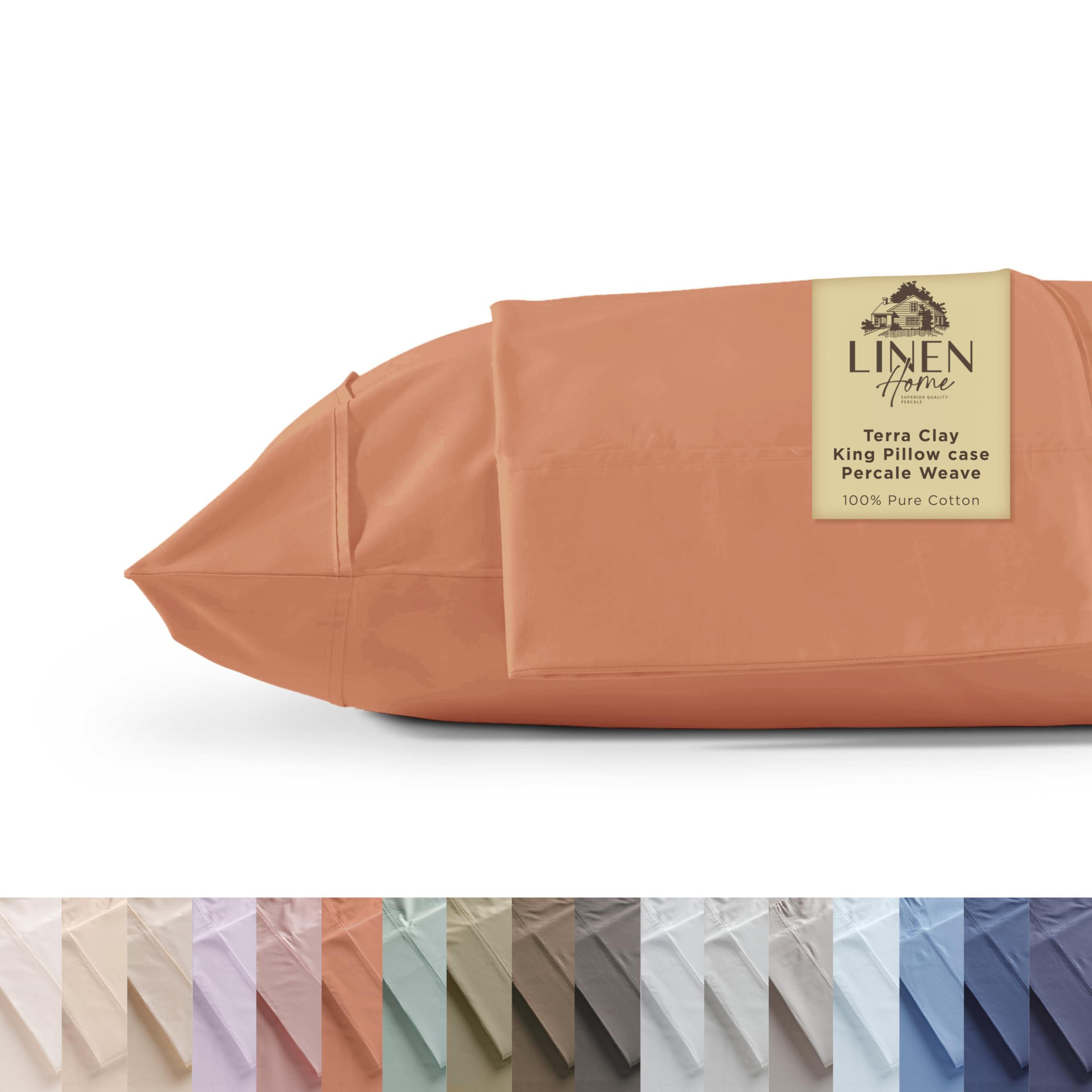 100% Cotton Percale Pillowcases,2 Pieces of Pillow Case, Crisp and Cool Strong Bed Linen