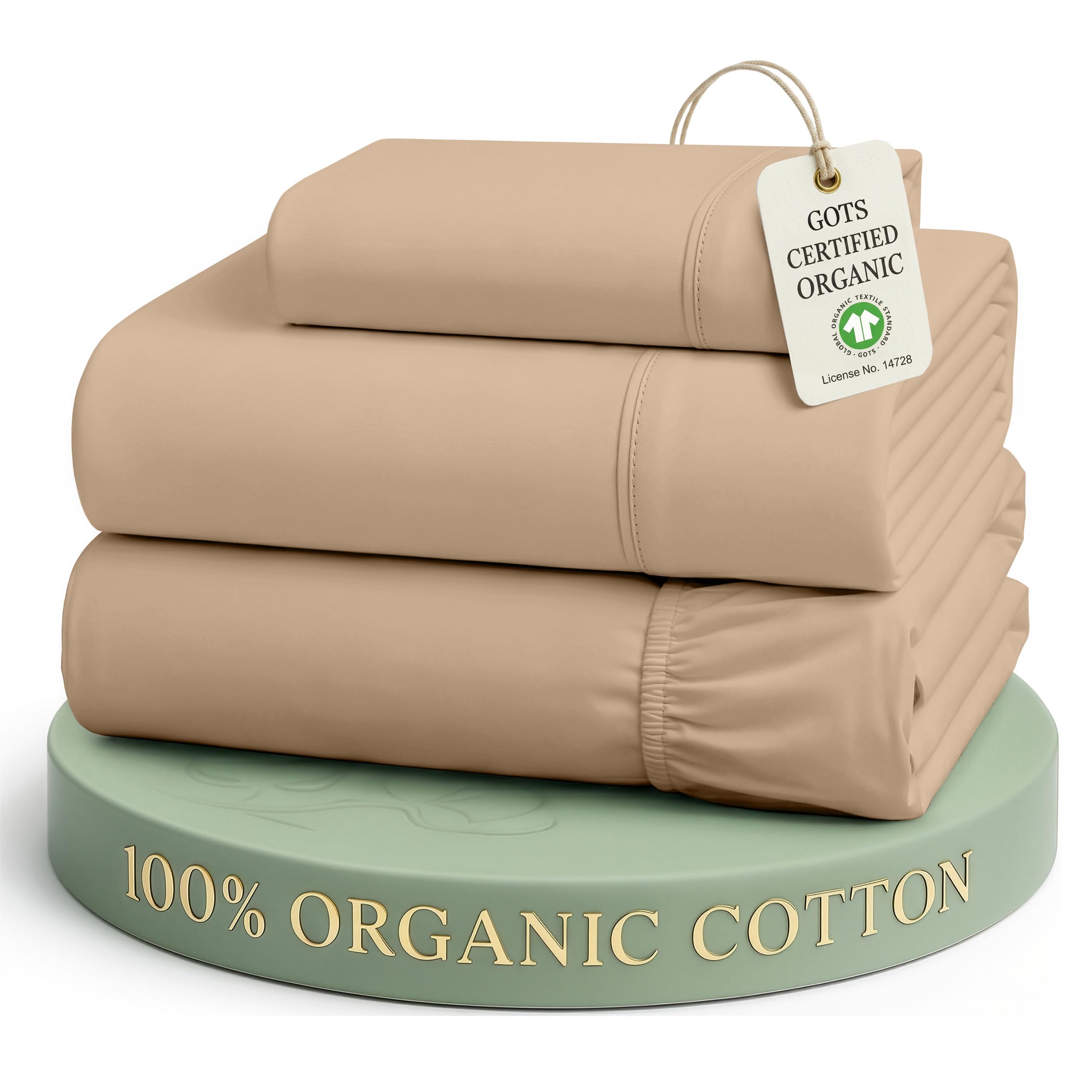 Lane Linen 100% Organic Cotton Sheet Set, Soft Cooling Bed Sheets, Hotel Quality Bed Sheet Set, Breatheble Sheet Set Deep Pocket Upto 15"