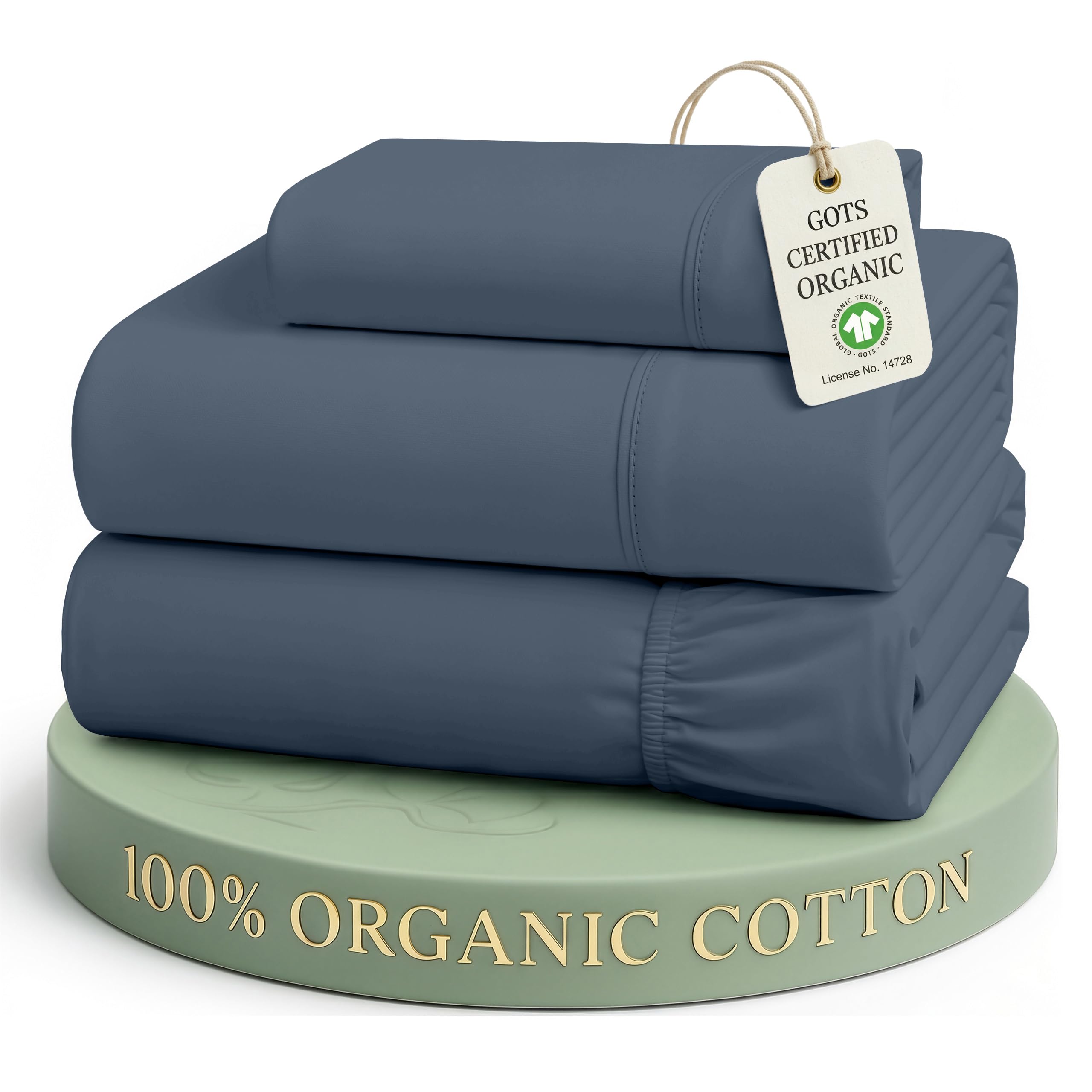Lane Linen 100% Organic Cotton Sheet Set, Soft Cooling Bed Sheets, Hotel Quality Bed Sheet Set, Breatheble Sheet Set Deep Pocket Upto 15"