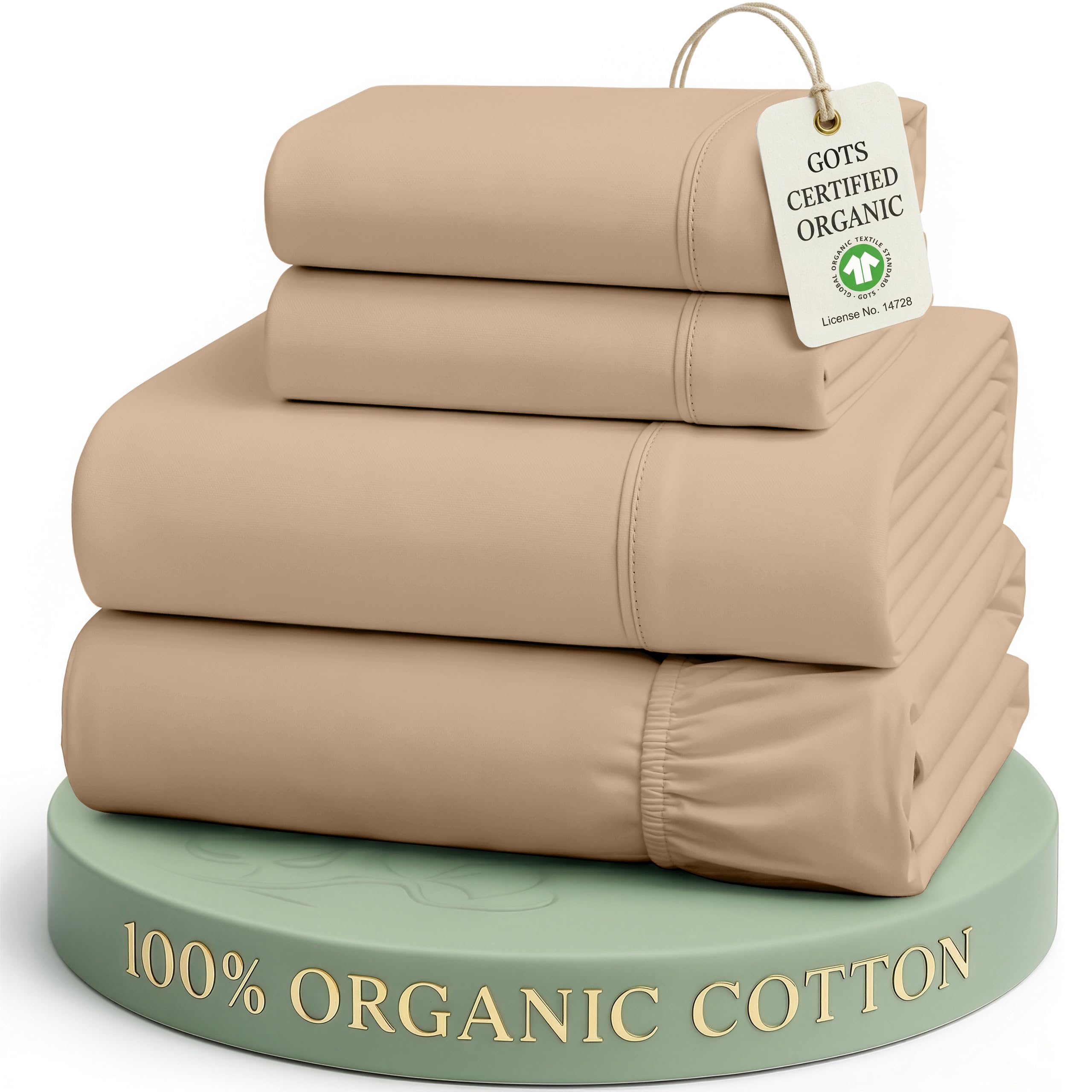 Lane Linen 100% Organic Cotton Sheet Set, Soft Cooling Bed Sheets, Hotel Quality Bed Sheet Set, Breatheble Sheet Set Deep Pocket Upto 15"