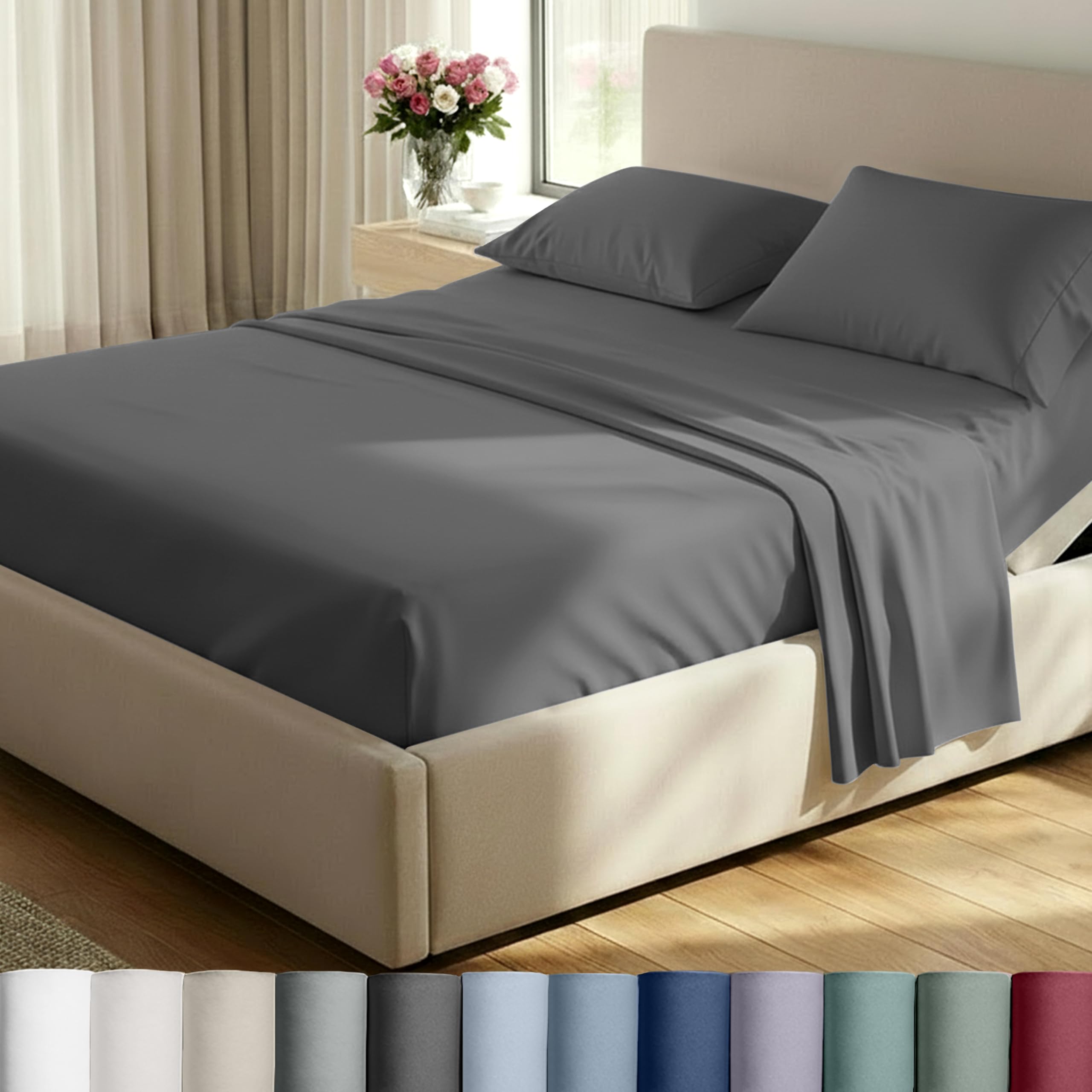 California Design Den Luxury Bed Sheets, Buttery Soft 800 Thread Count, 100% Cotton Sheets, Sateen with Deep Pocket Fitted Sheet