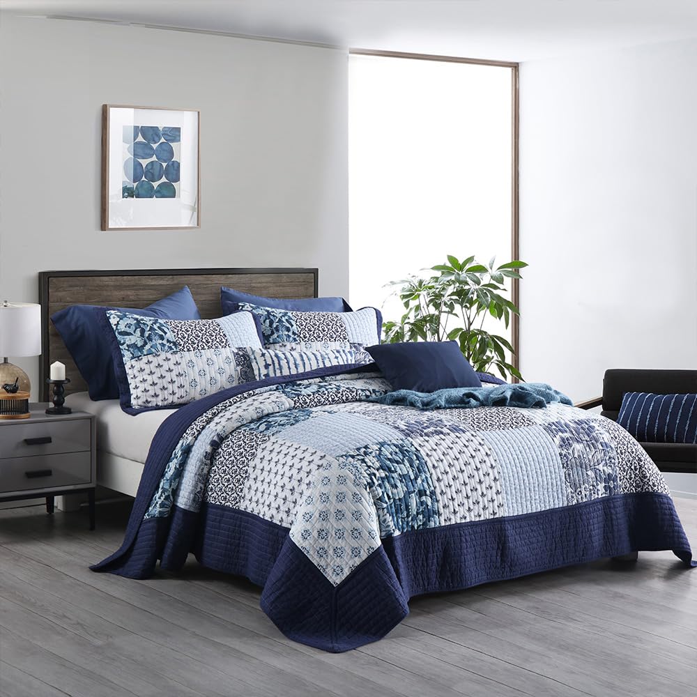 ENASAL Cotton Bedspread Quilt Sets Reversible Bedding Coverlet Sets Comforter