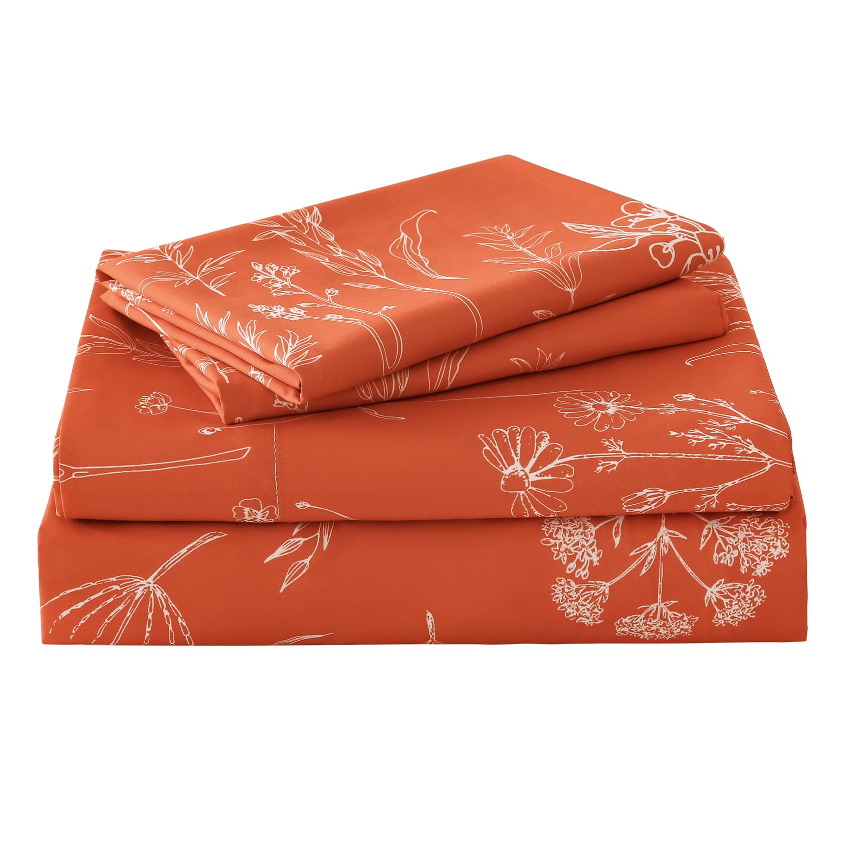 Yibeizi Floral Printed Sheet Set, Boho Pattern Bed Sheets Cooling Bedding Sheets & Pillowcases Soft Microfiber 15" Extra Deep Pocket Fitted Bedsheet 4 Piece