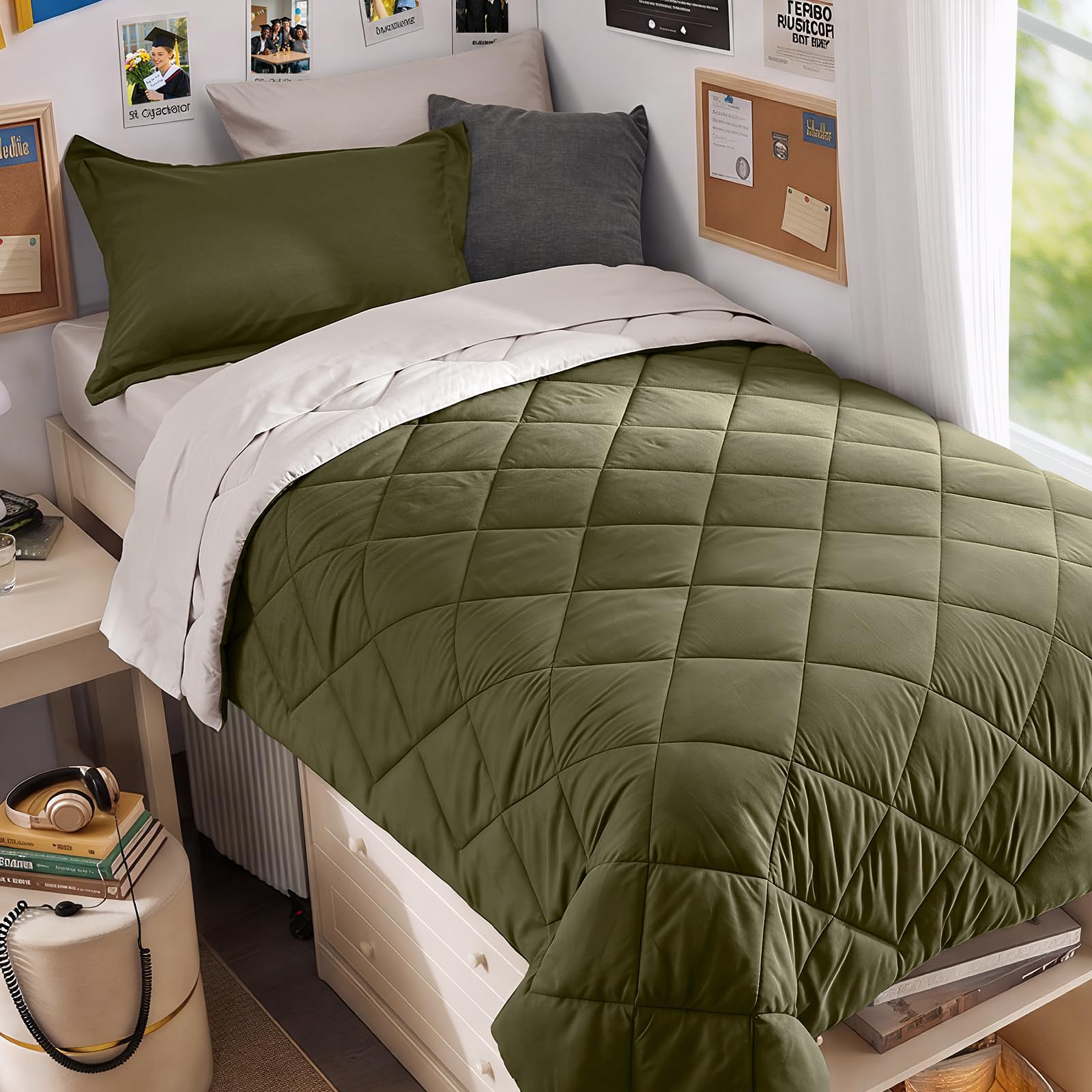 MUXHOMO Reversible 7-Piece All-Season Comforter Set