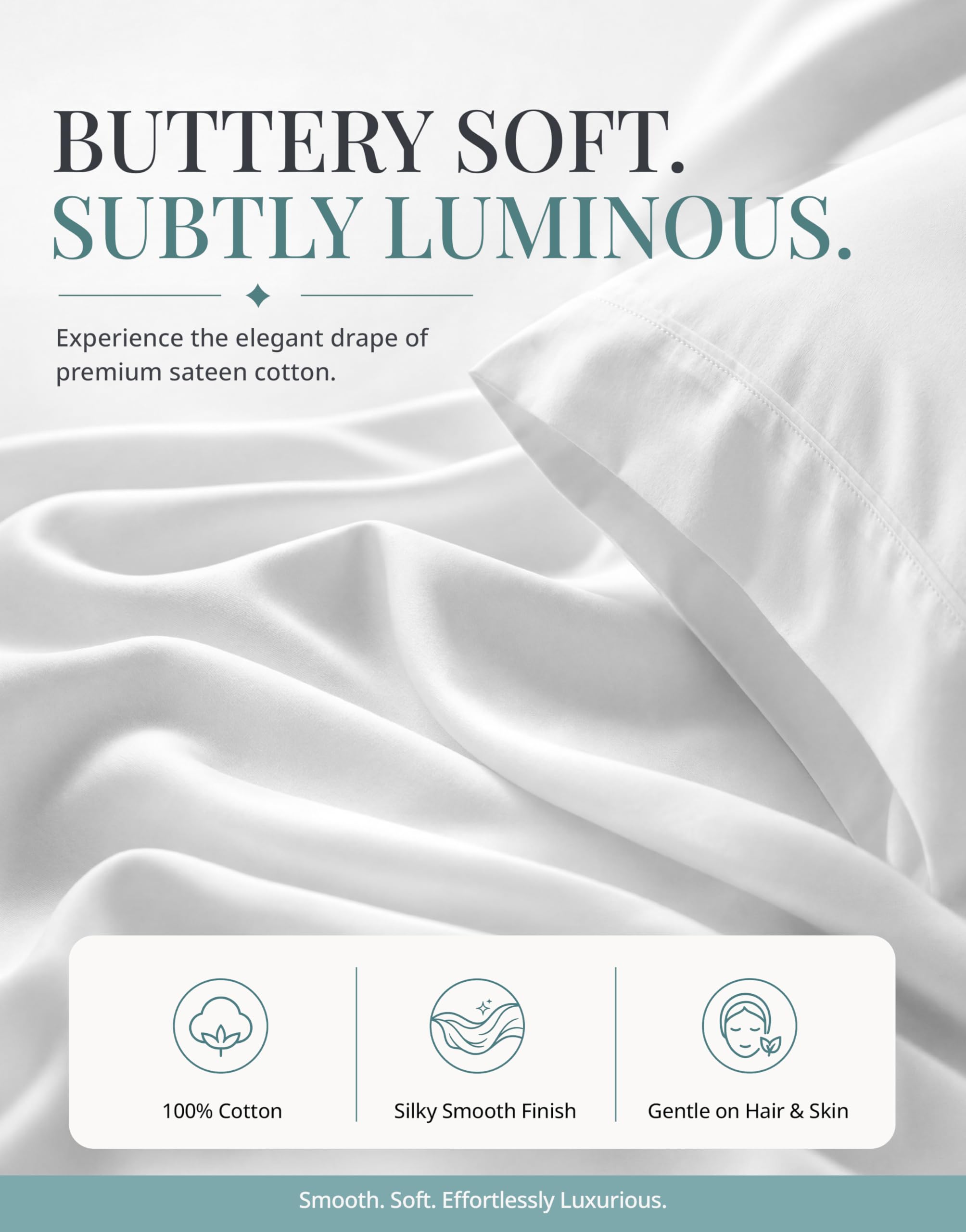 100% Cotton Sateen 500TC Sheet Set - Moonstruck
