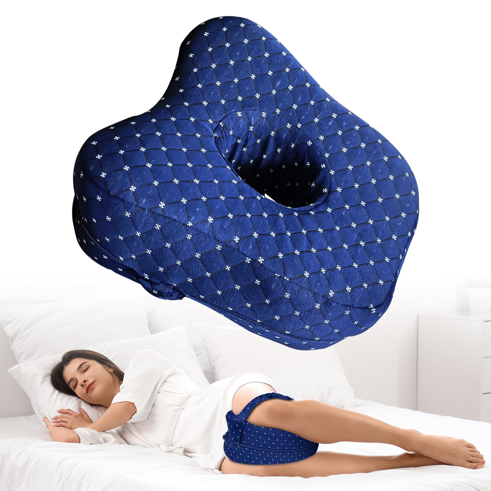 Valueest Memory Foam Knee Pillow, Orthopedic Leg Support for Side Sleepers, Hip Alignment