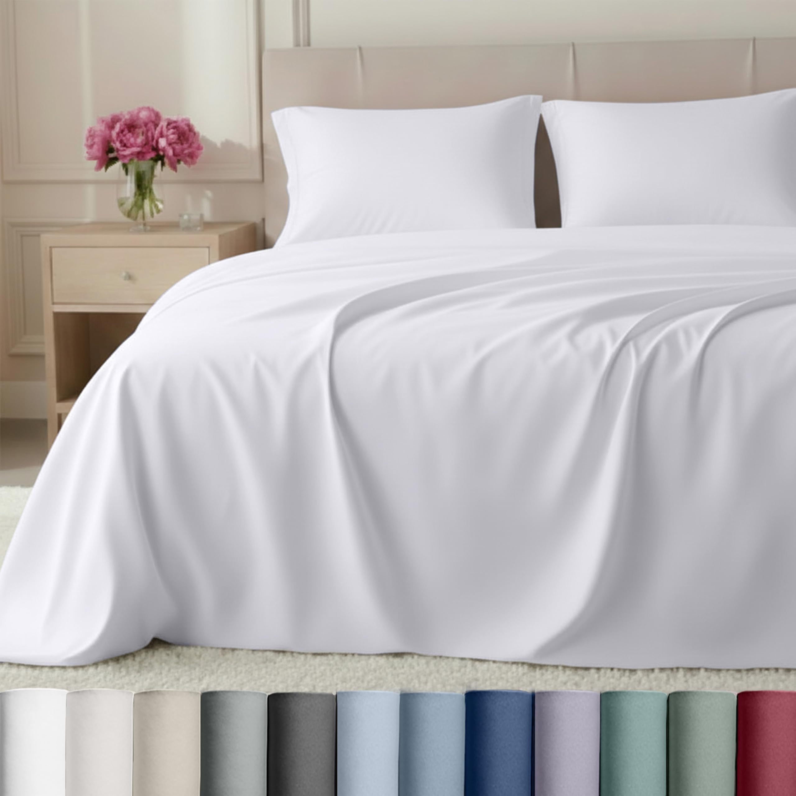 California Design Den Luxury Bed Sheets, Buttery Soft 800 Thread Count, 100% Cotton Sheets, Sateen with Deep Pocket Fitted Sheet