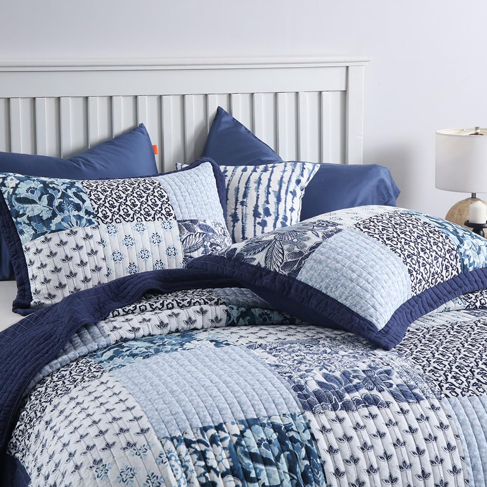 ENASAL Cotton Bedspread Quilt Sets Reversible Bedding Coverlet Sets Comforter