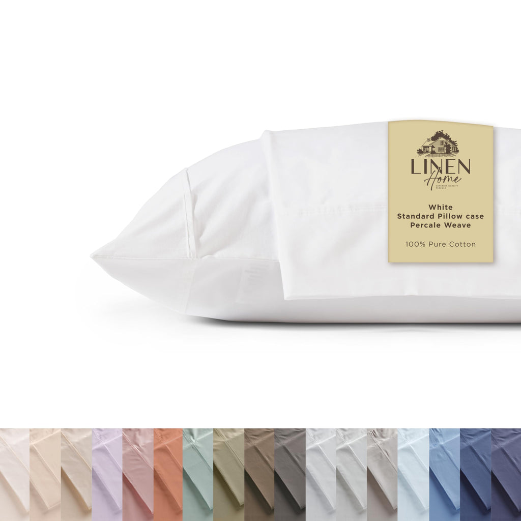 100% Cotton Percale Pillowcases,2 Pieces of Pillow Case, Crisp and Cool Strong Bed Linen