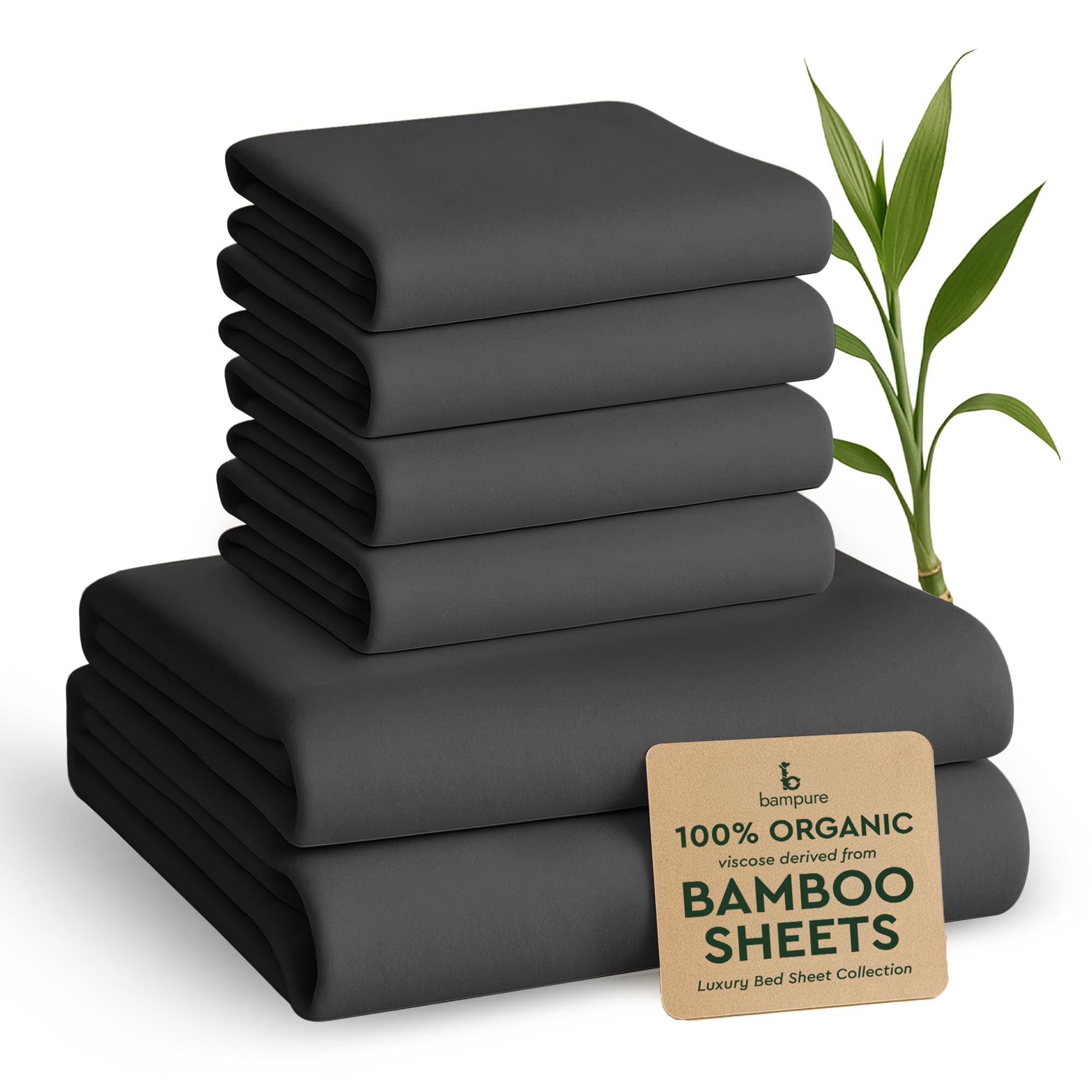BAMPURE Luxury Series Sheet Set - 100% Viscose derived from Bamboo Sheets - Super Soft Viscose Bamboo Cooling Sheets for Hot Sleepers