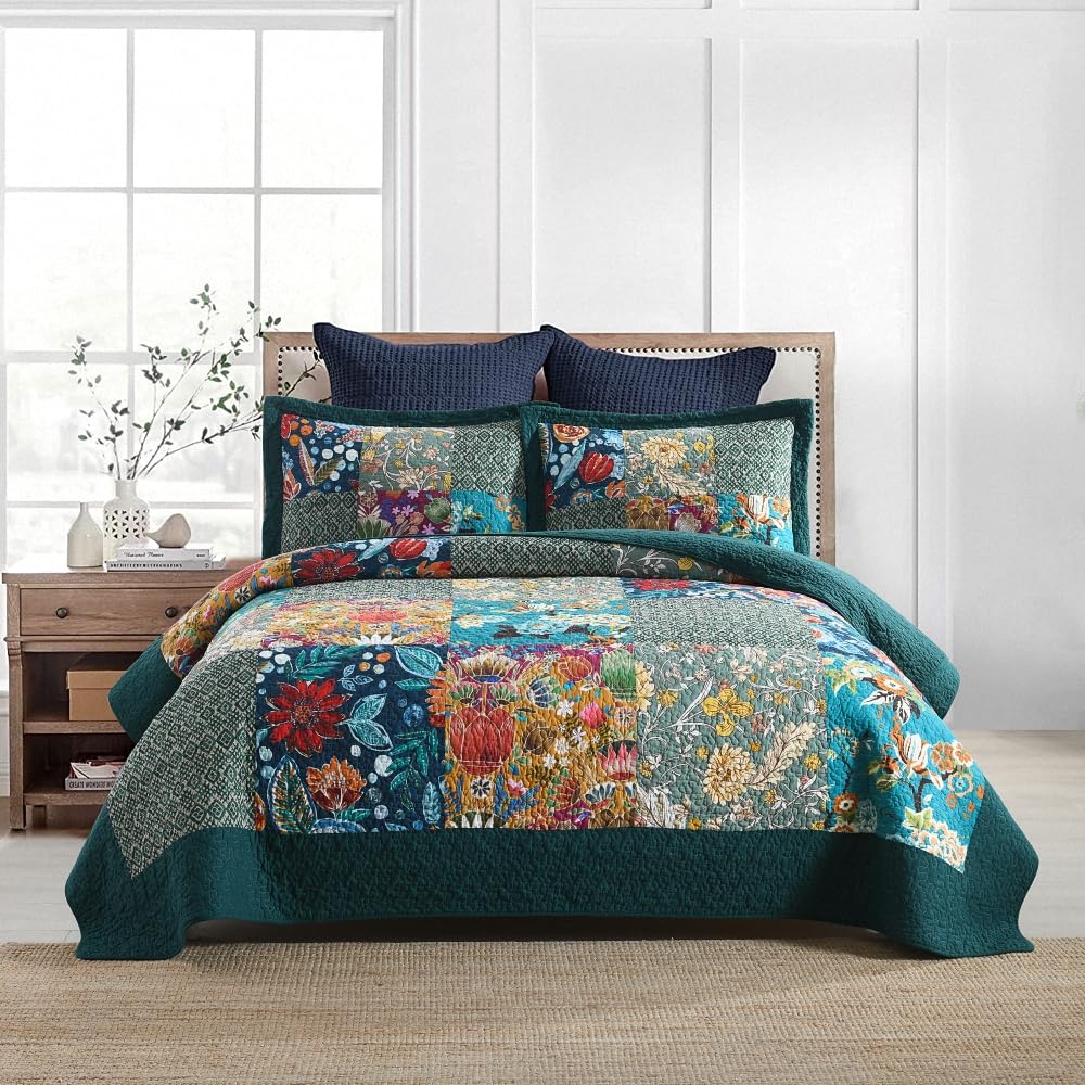 ENASAL Cotton Bedspread Quilt Sets Reversible Bedding Coverlet Sets Comforter