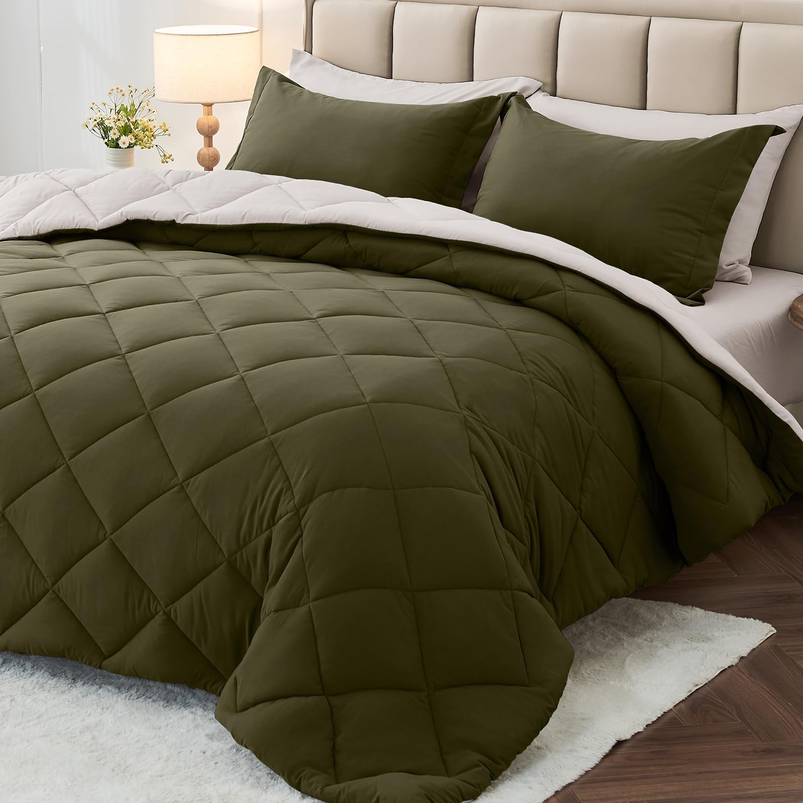 MUXHOMO Reversible 7-Piece All-Season Comforter Set