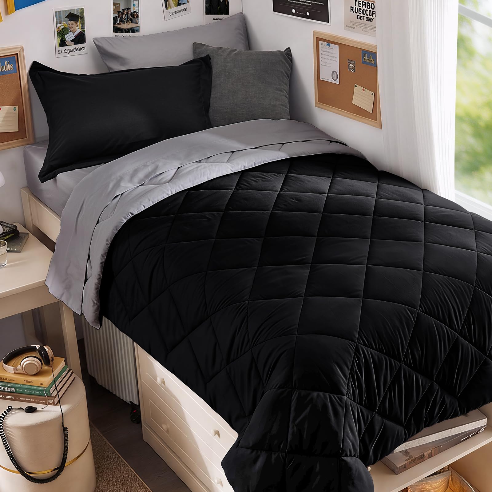 MUXHOMO Reversible 7-Piece All-Season Comforter Set