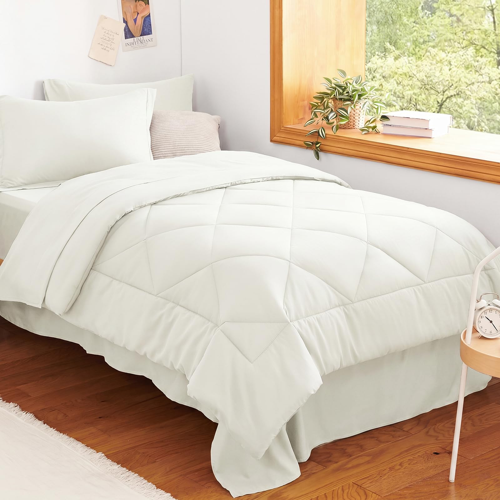 CozyLux Dark Grey Queen 7-Piece Comforter Set