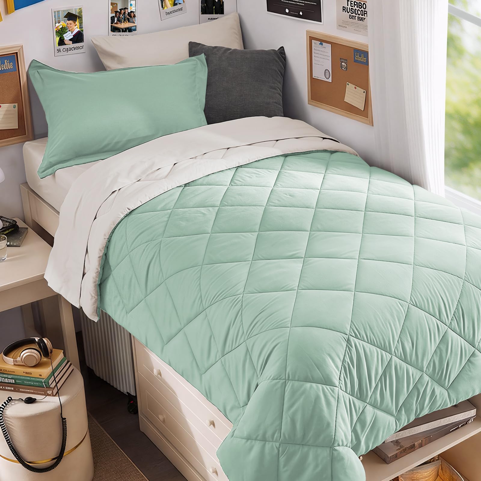 MUXHOMO Reversible 7-Piece All-Season Comforter Set