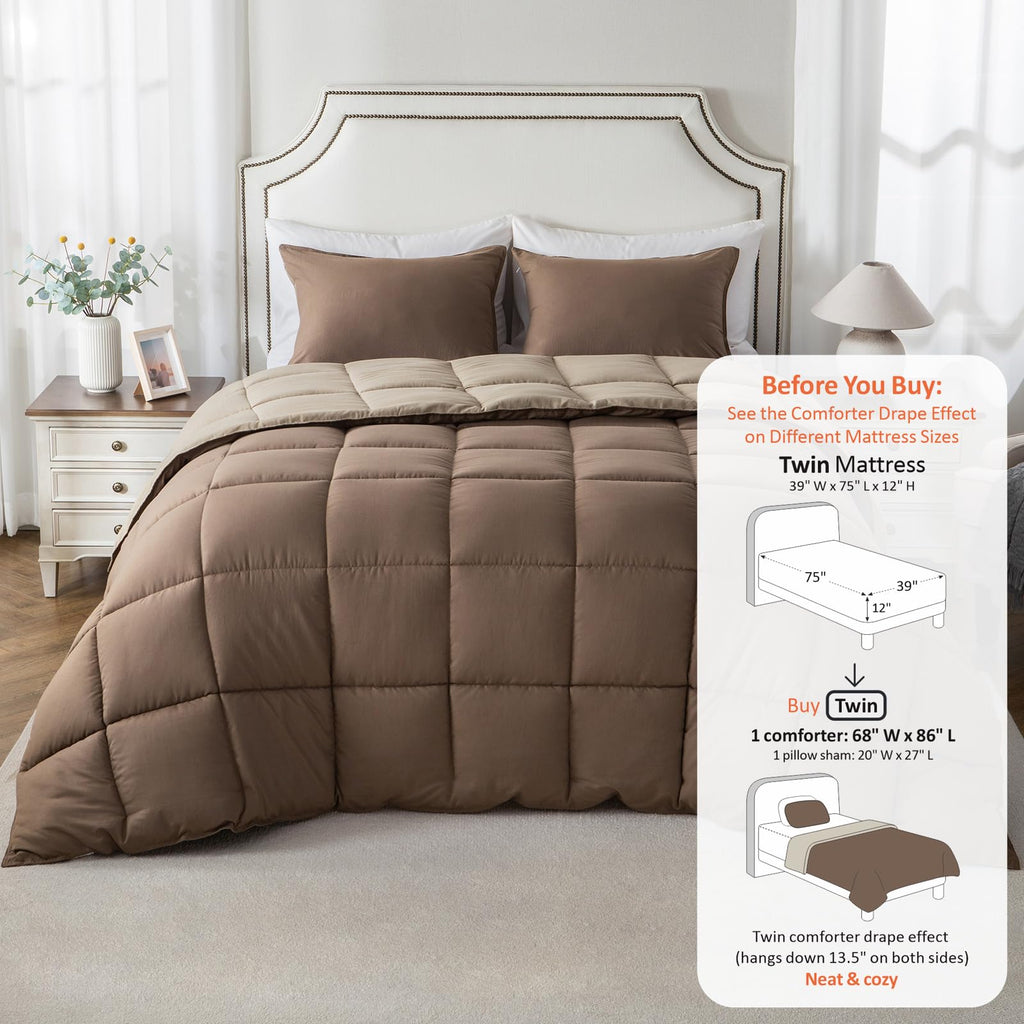 KASENTEX Down Alternative Quilted Comforter Set with Sham(s) - Reversible Ultra Soft Duvet Insert Machine Washable