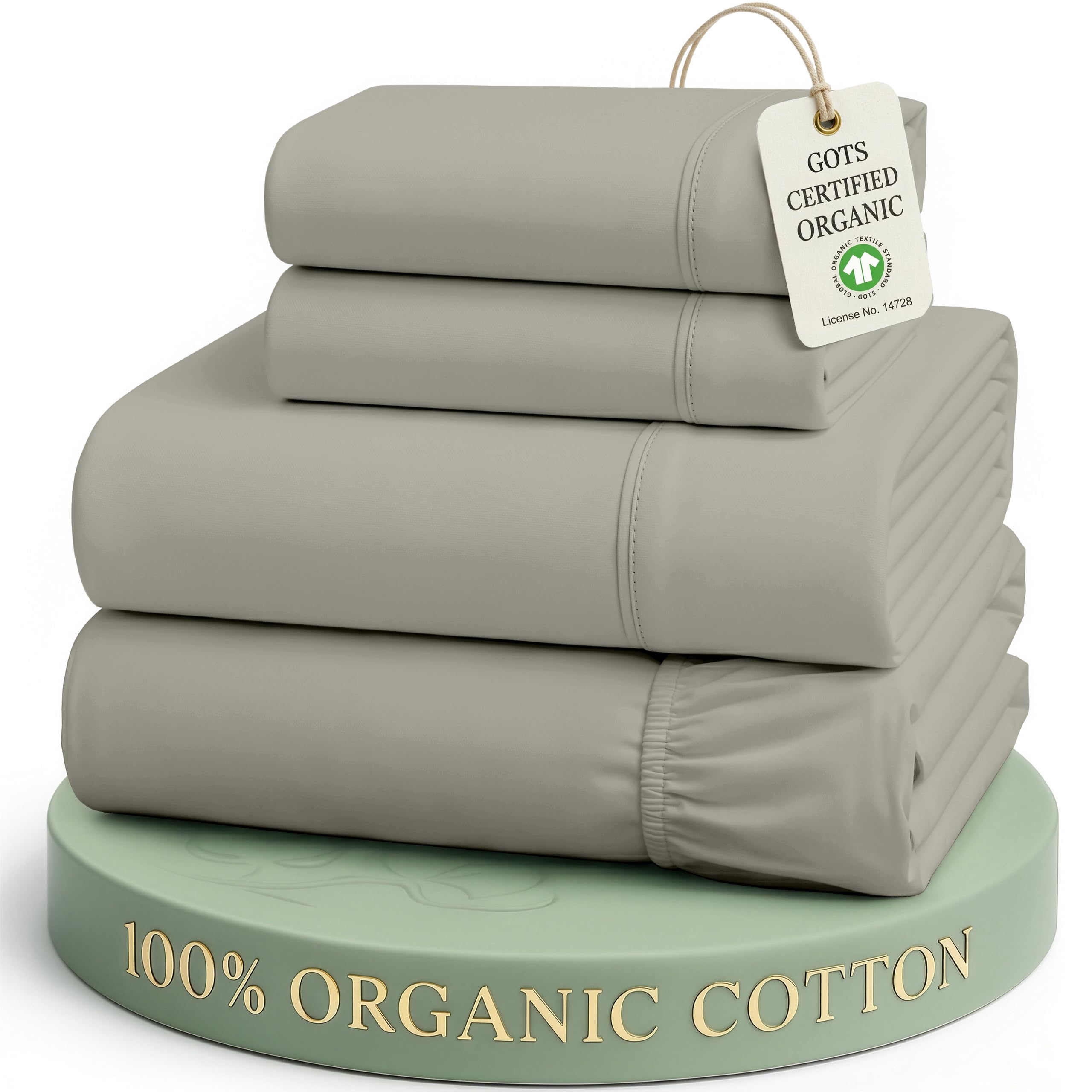 Lane Linen 100% Organic Cotton Sheet Set, Soft Cooling Bed Sheets, Hotel Quality Bed Sheet Set, Breatheble Sheet Set Deep Pocket Upto 15"