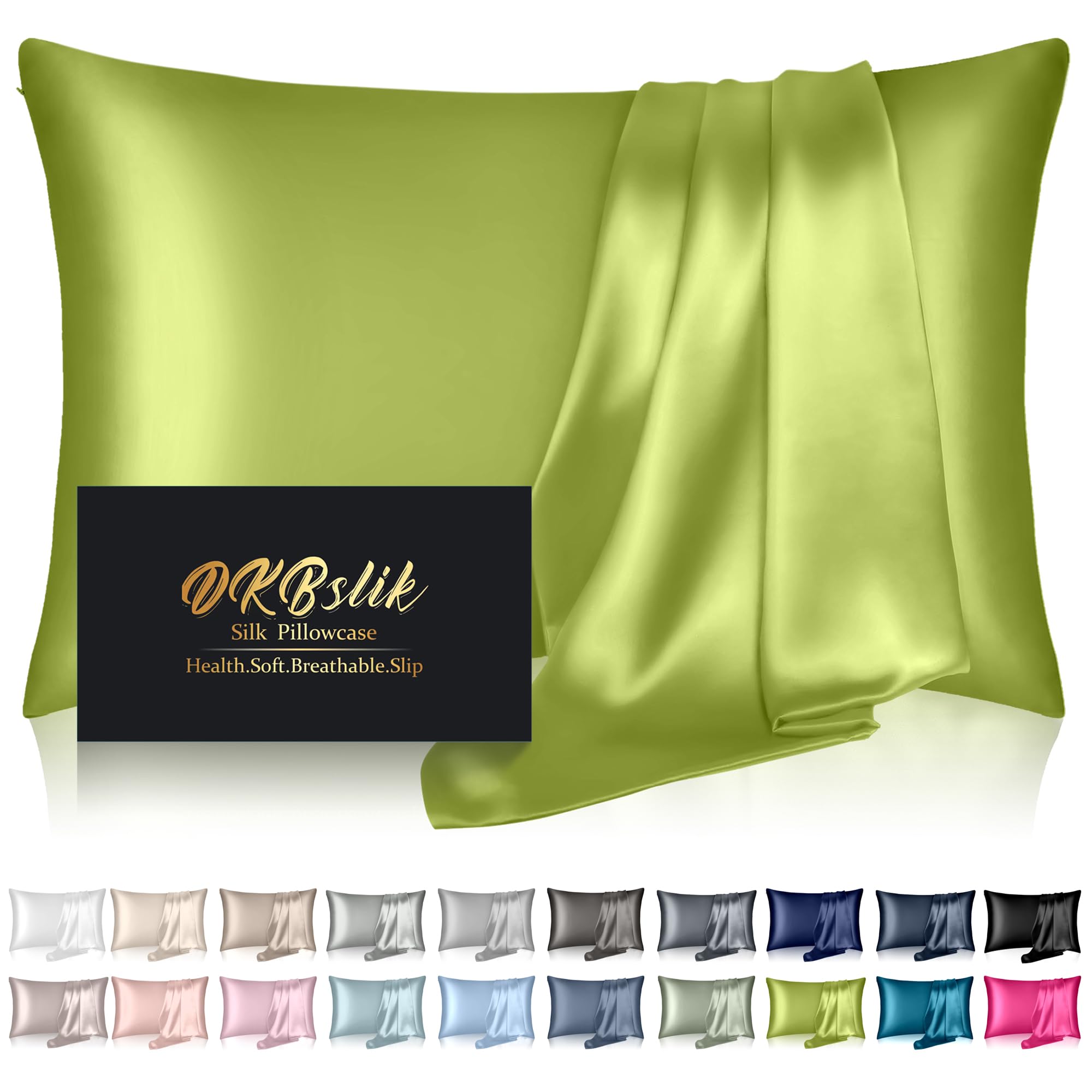 Mulberry Silk Pillowcase for Hair and Skin, Health Soft Anti Acne Cooling Beauty Sleep Natural Silk Satin Pillow Case with Hidden Zipper for Gift