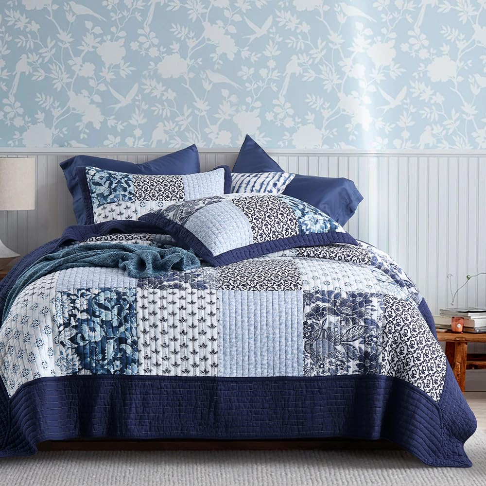 ENASAL Reversible Cotton Quilt and Coverlet Set